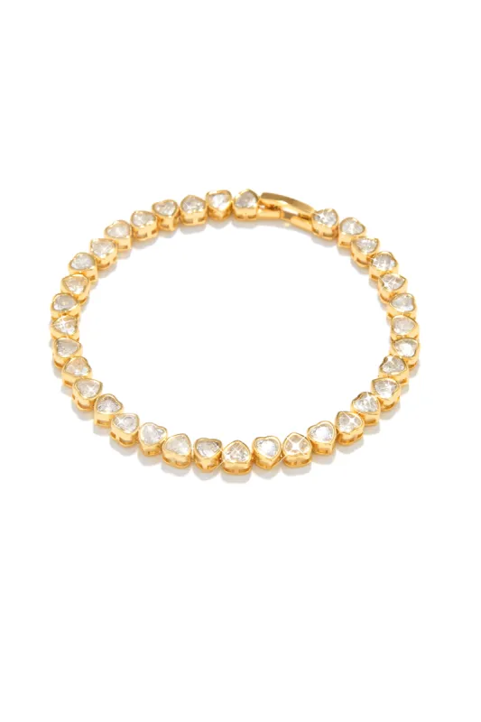 Sweet Love Heart Embellished Bracelet - Gold sold by Miss Lola