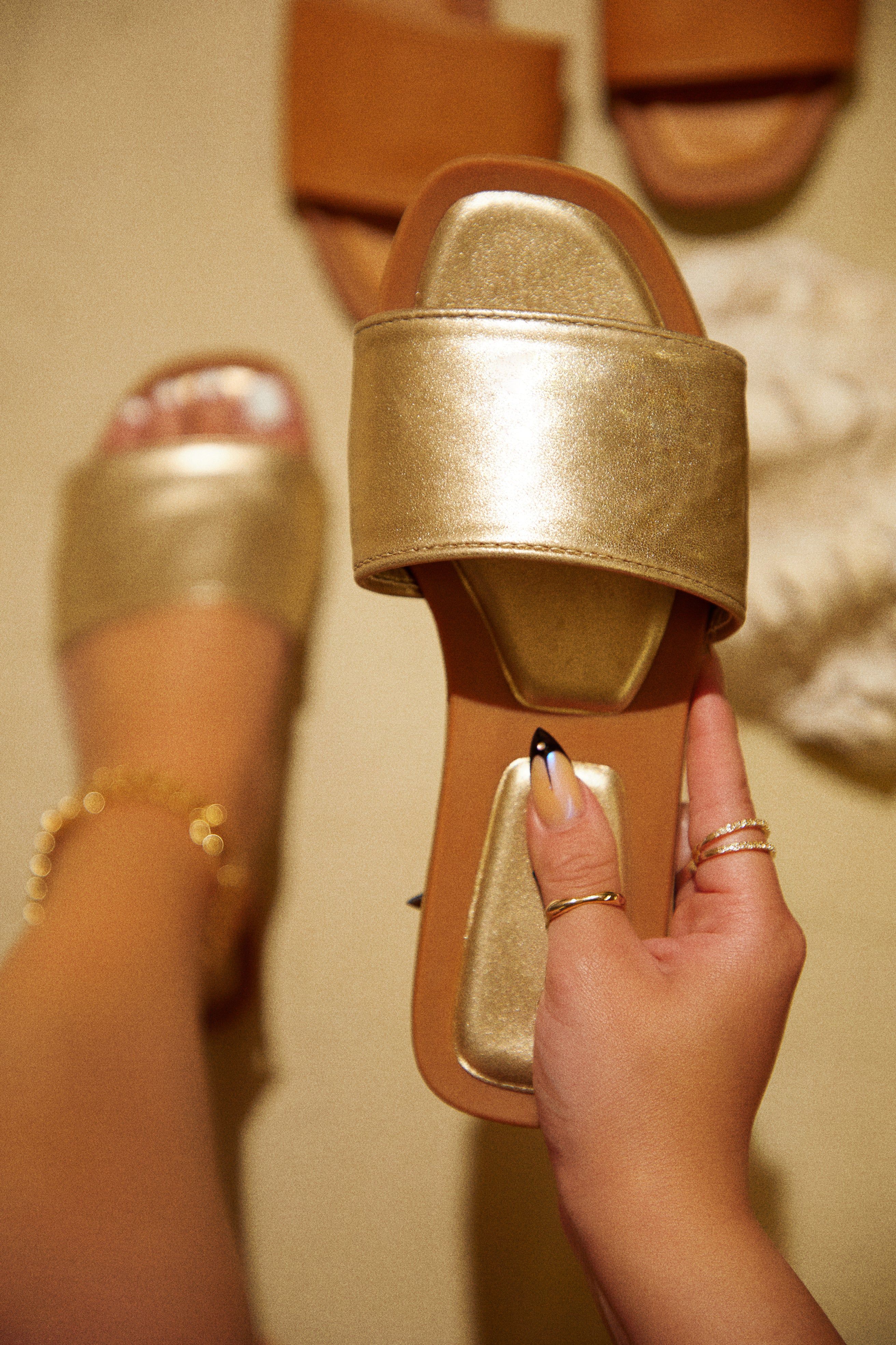Poolside Chic Slip On Sandals - Gold sold by Miss Lola