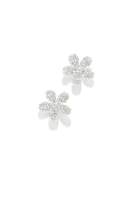 Zelia Embellished Flower Earring - Silver sold by Miss Lola