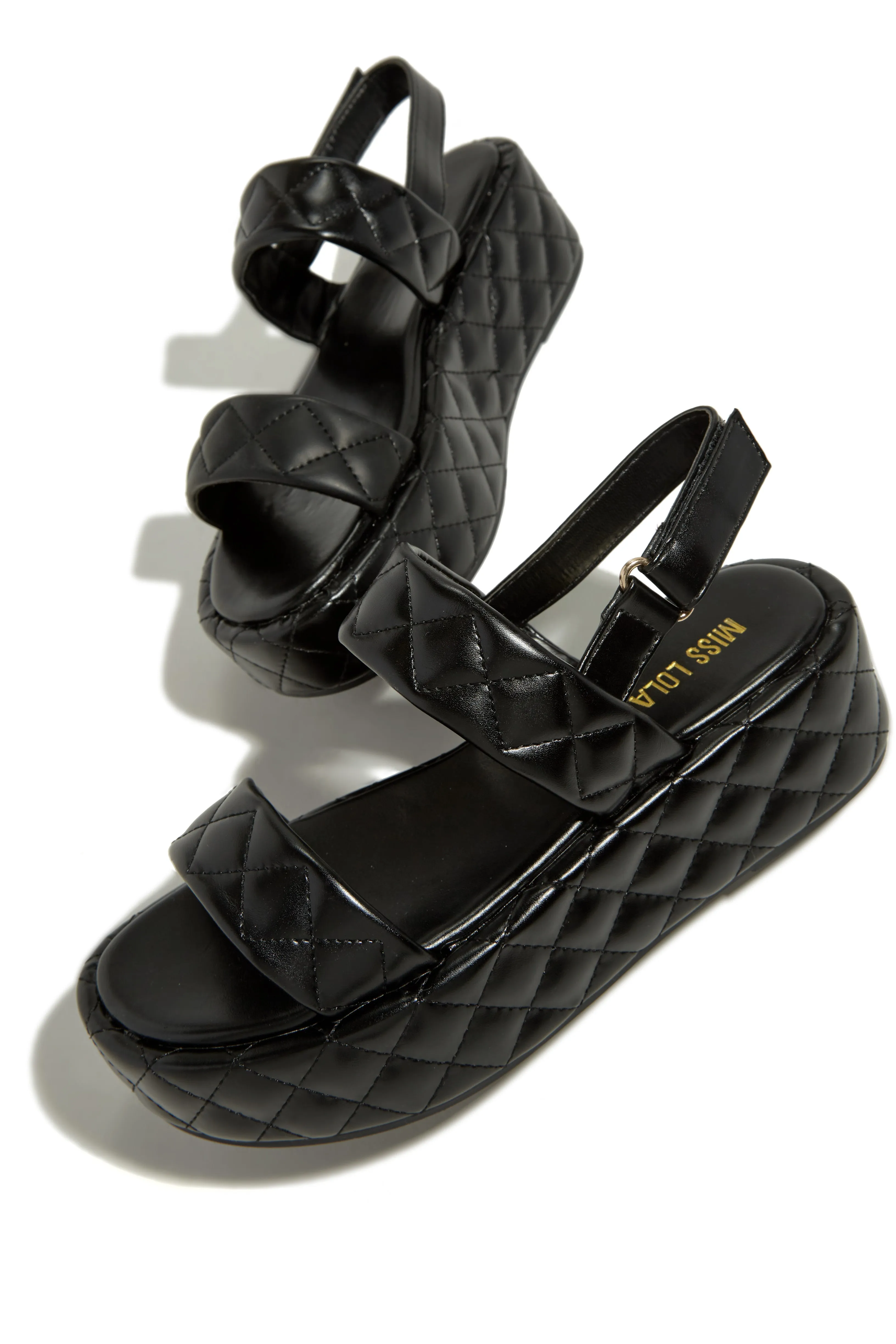 Euro Summer Quilted Platform Sandals - Black sold by Miss Lola product image thumbnail 5