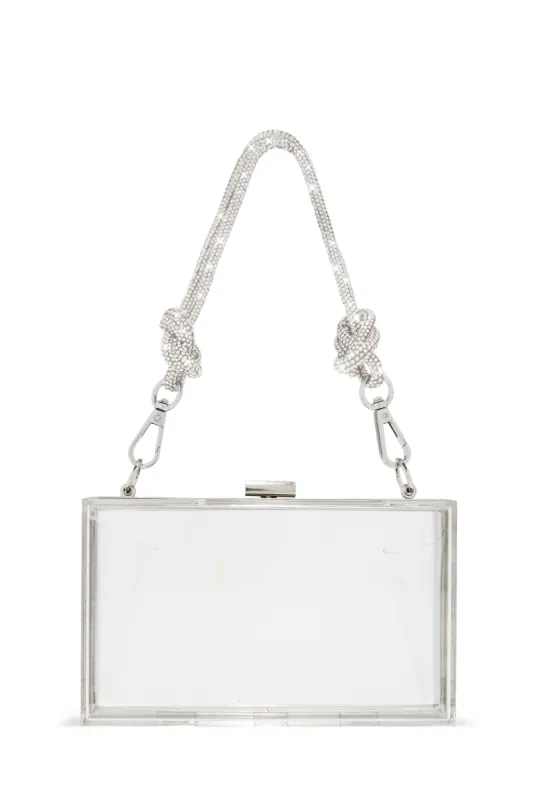 Anessia Embellished Clear Acrylic Bag - Silver sold by Miss Lola