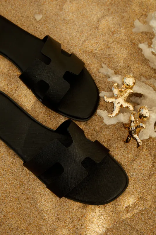 Alaiya Slip On Sandals - Black sold by Miss Lola