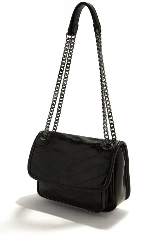 Alicia Quilted Flap Bag - Black sold by Miss Lola