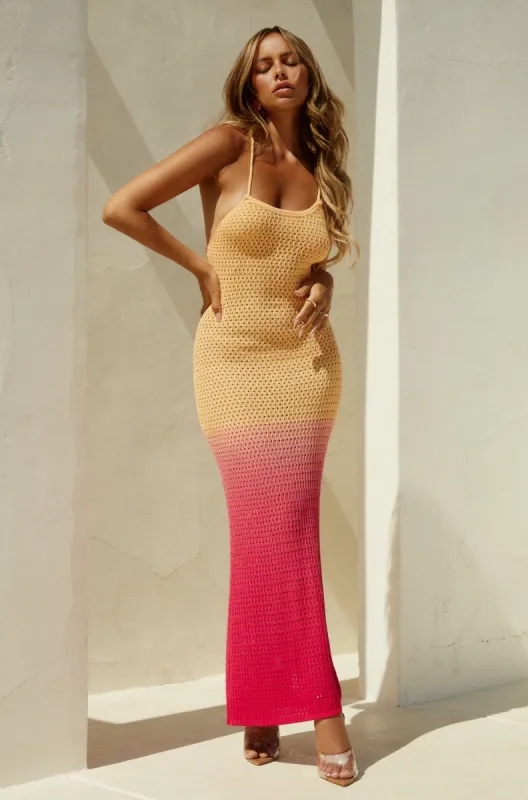 Sirena Crochet Maxi Dress - Pink Multi sold by Miss Lola