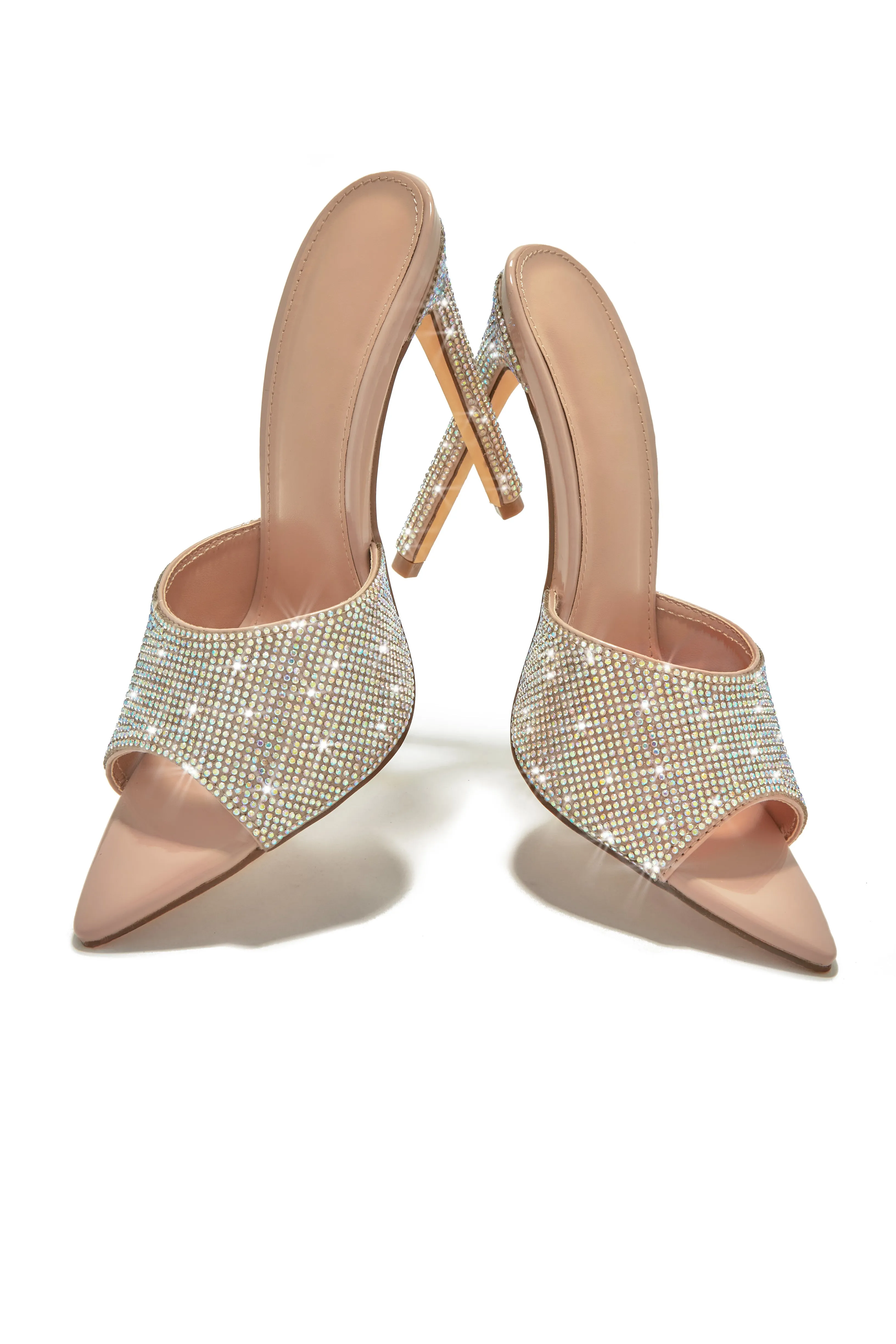 Juliene Embellished High Heel Mules - Nude sold by Miss Lola product image thumbnail 4