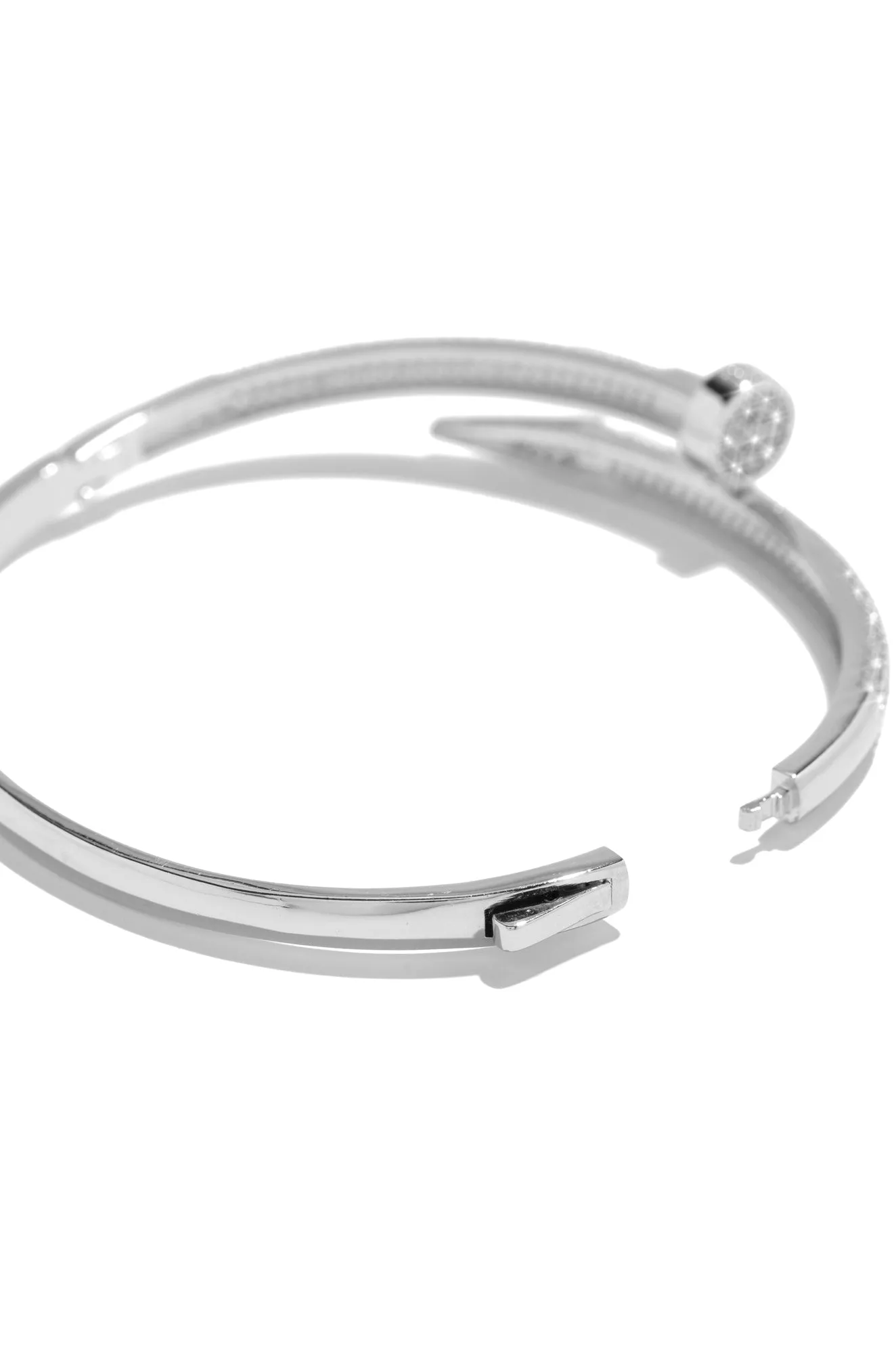 Dream Girl Rhodium Plated CZ Nail Bangle - Silver sold by Miss Lola product image thumbnail 3
