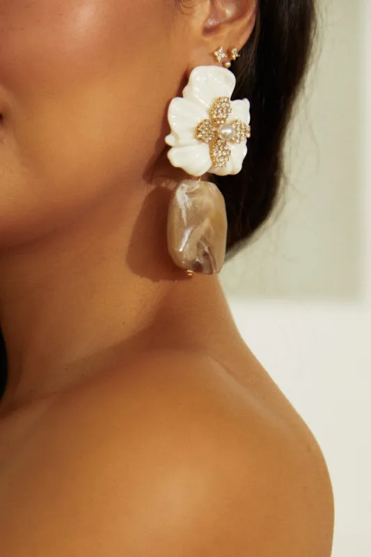 Isenia Flower Statement Earring - Nude sold by Miss Lola