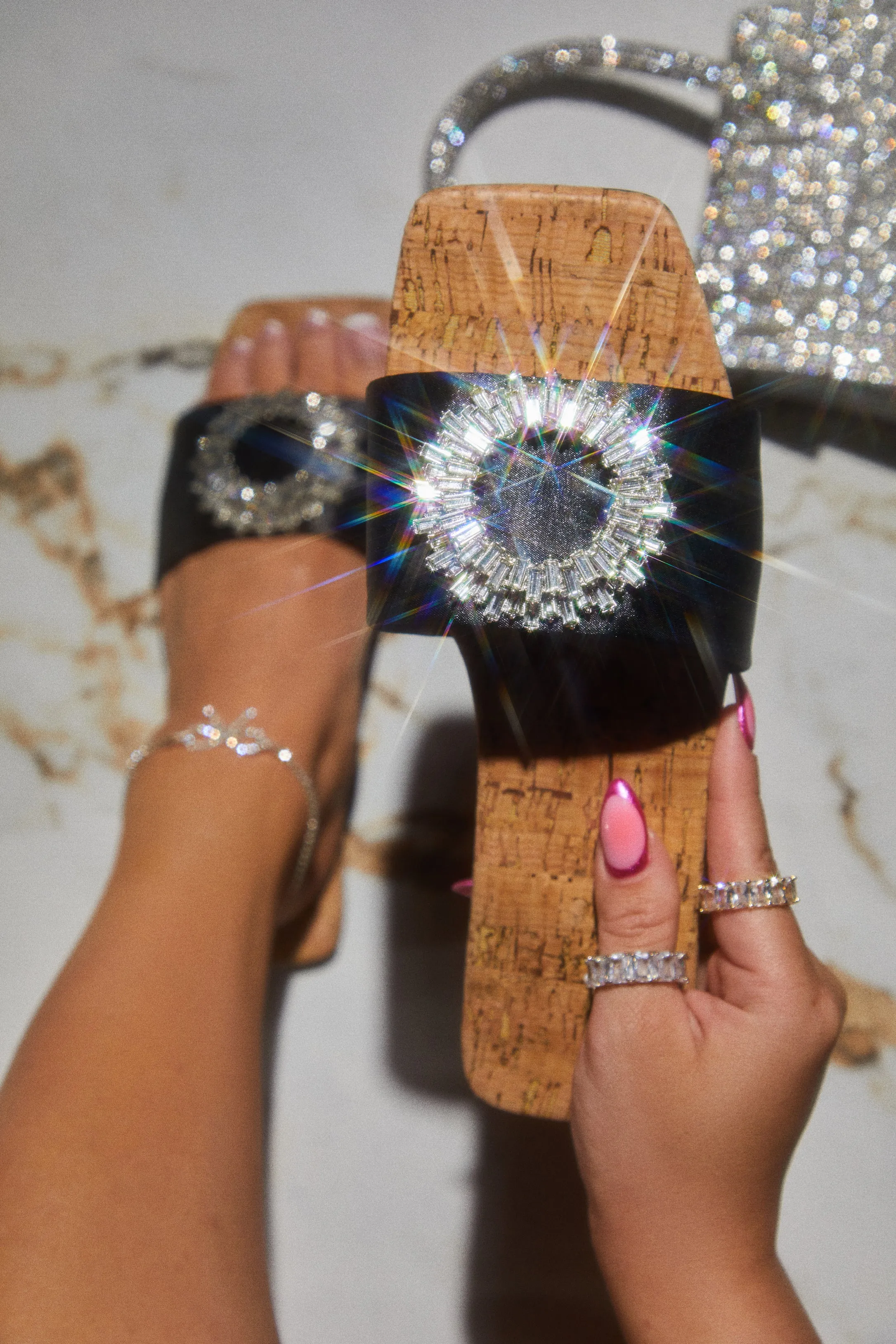 St. Tropez Getaway Embellished Slip On Sandals - Black sold by Miss Lola product image thumbnail 5