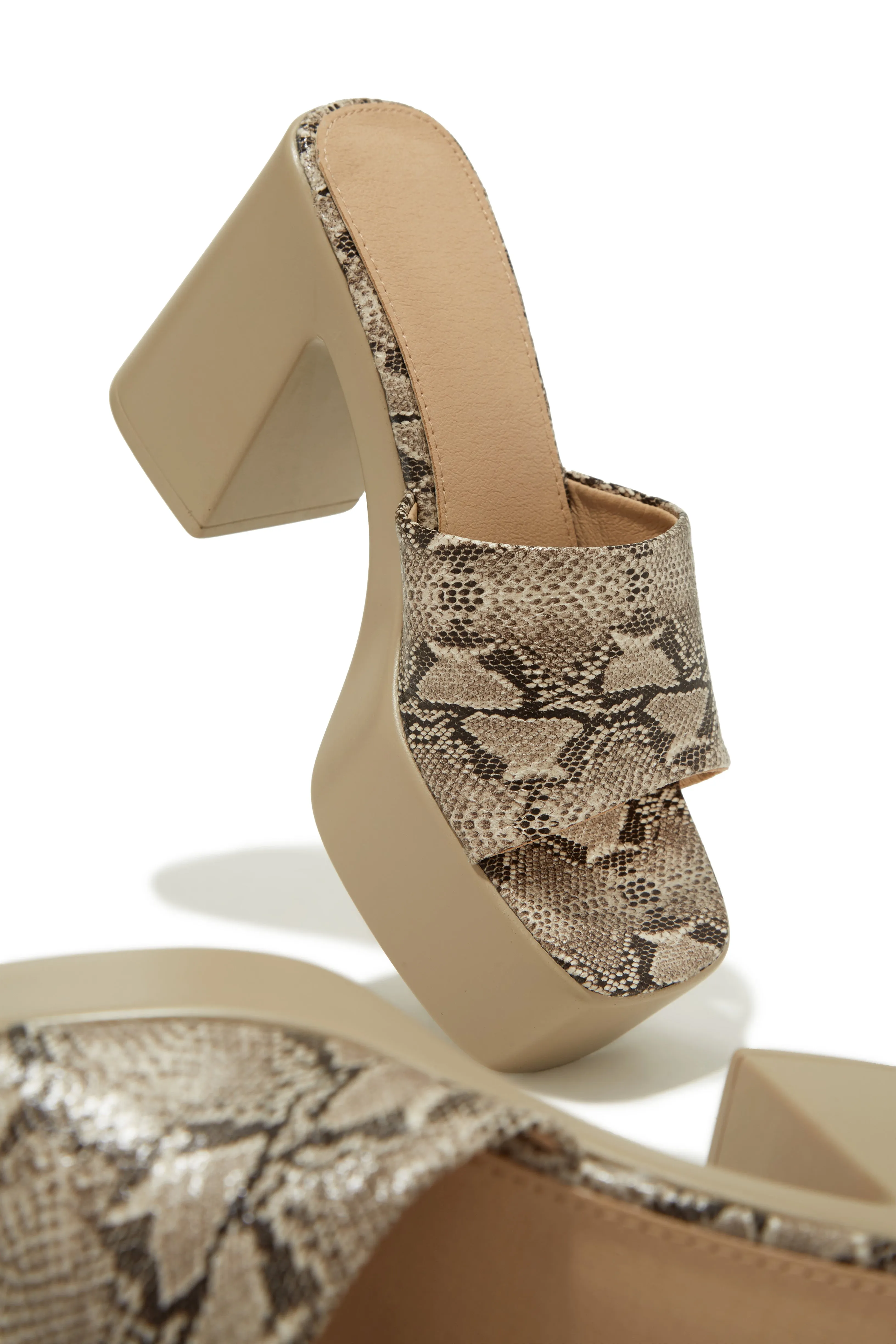 Hannah Platform Block Heel Mules - Snake sold by Miss Lola product image thumbnail 3