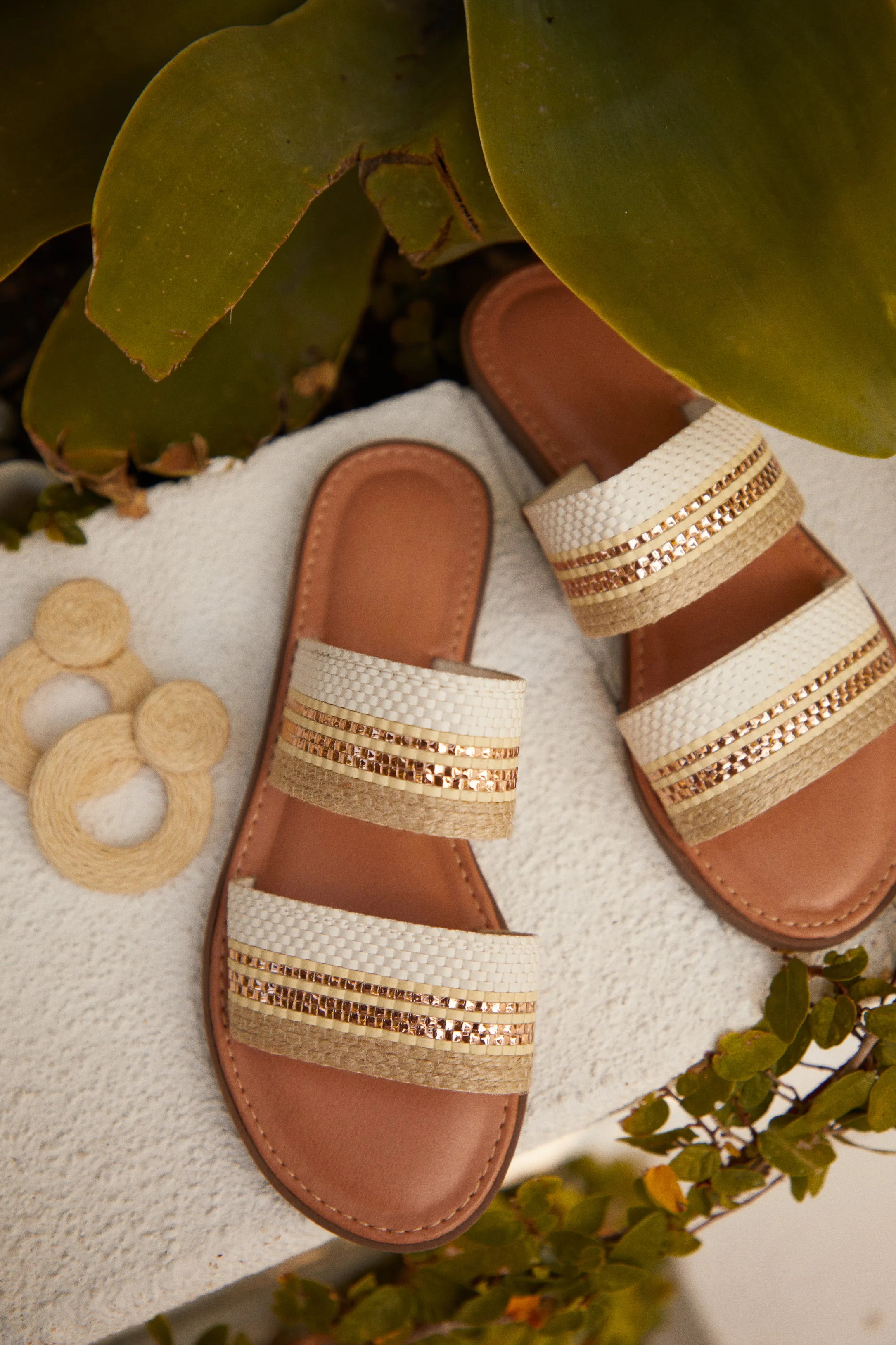 Weekend Island Flat Slip On Sandals - White sold by Miss Lola product image thumbnail 2