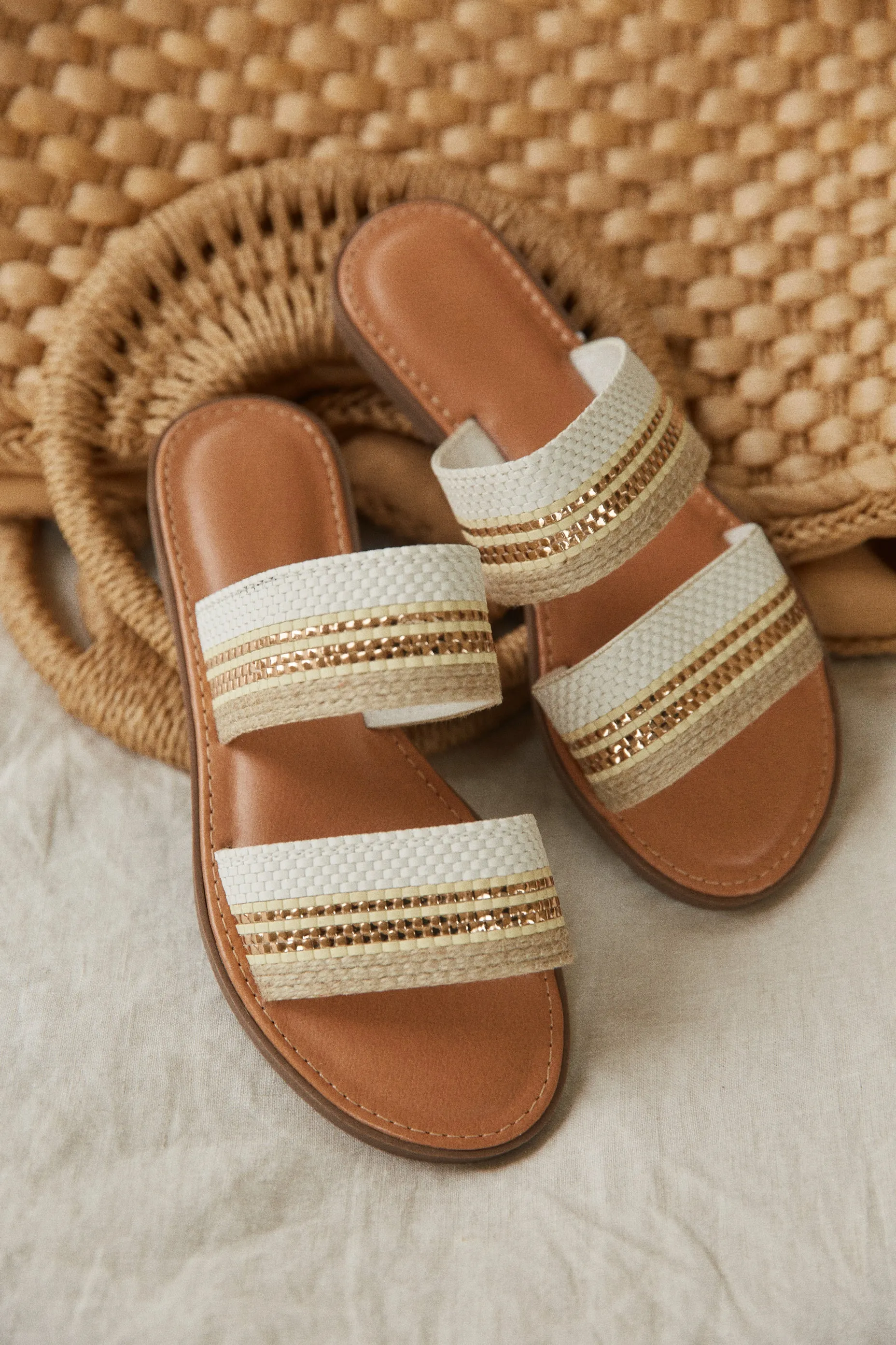 Weekend Island Flat Slip On Sandals - White sold by Miss Lola product image thumbnail 4