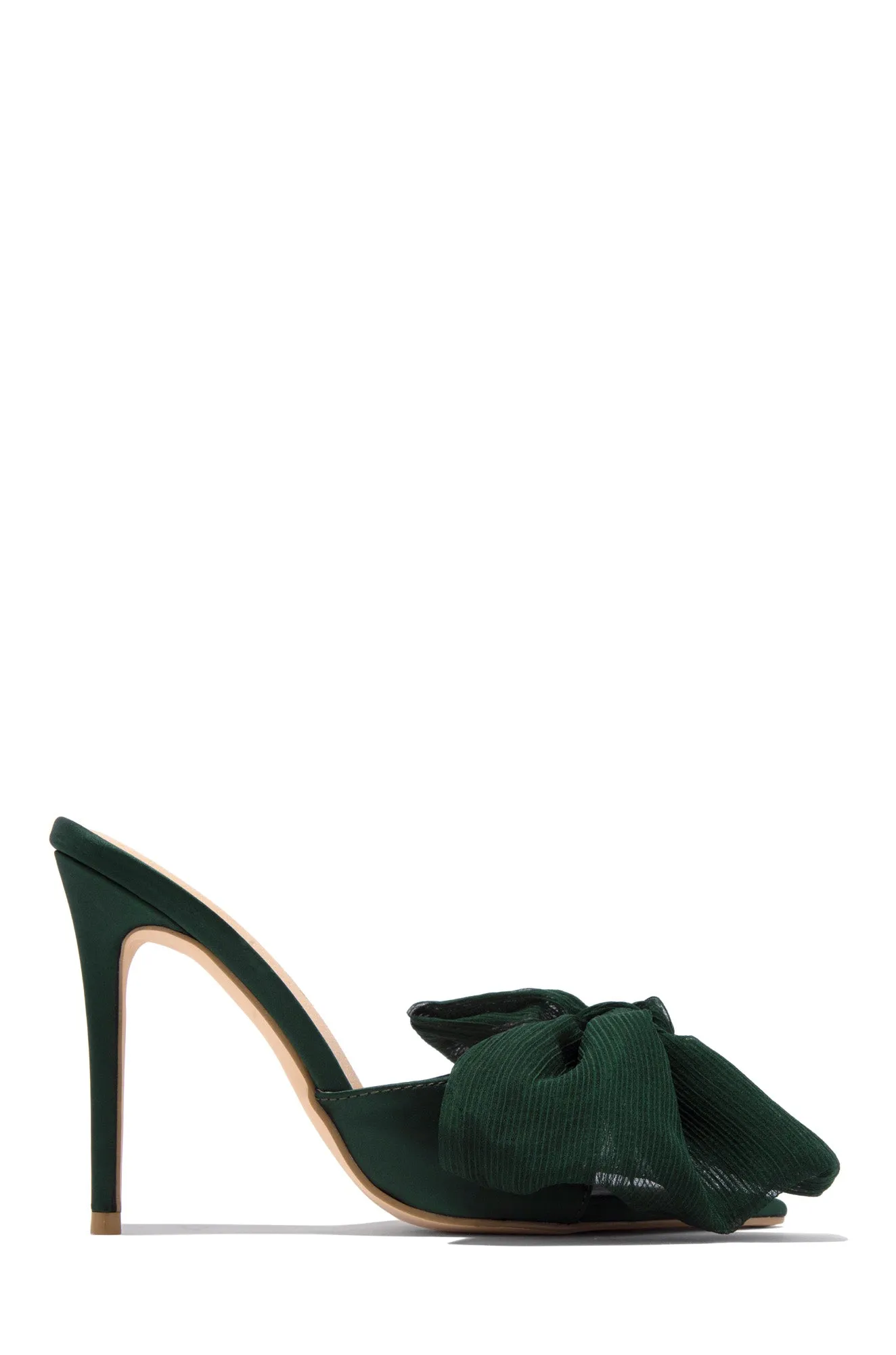 Karissa Bow Tie High Heel Mules - Green sold by Miss Lola product image thumbnail 3
