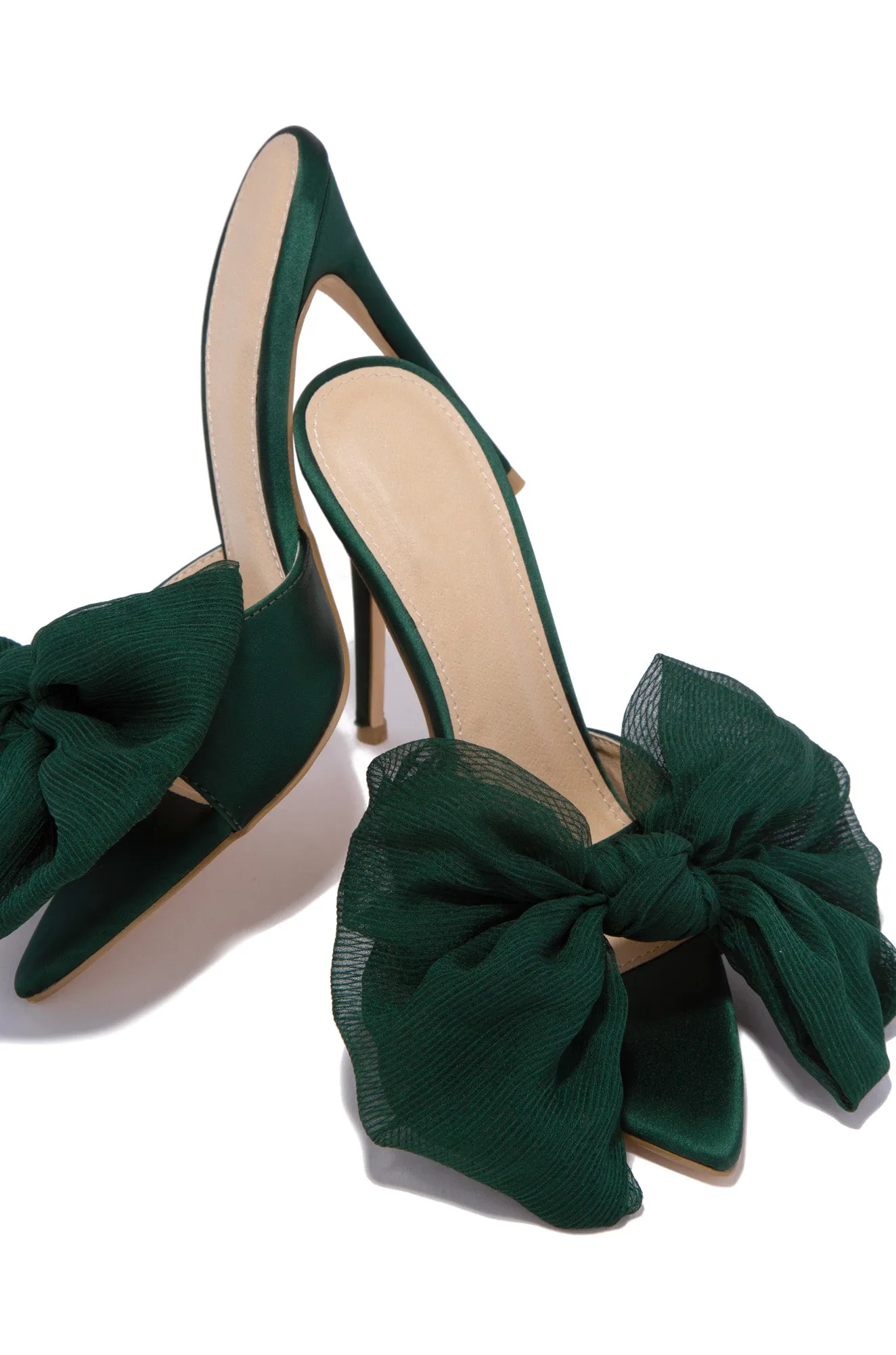 Karissa Bow Tie High Heel Mules - Green sold by Miss Lola product image thumbnail 2