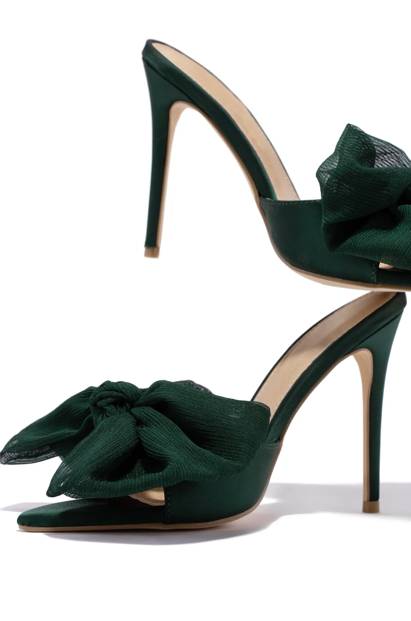 Karissa Bow Tie High Heel Mules - Green sold by Miss Lola product image thumbnail 4