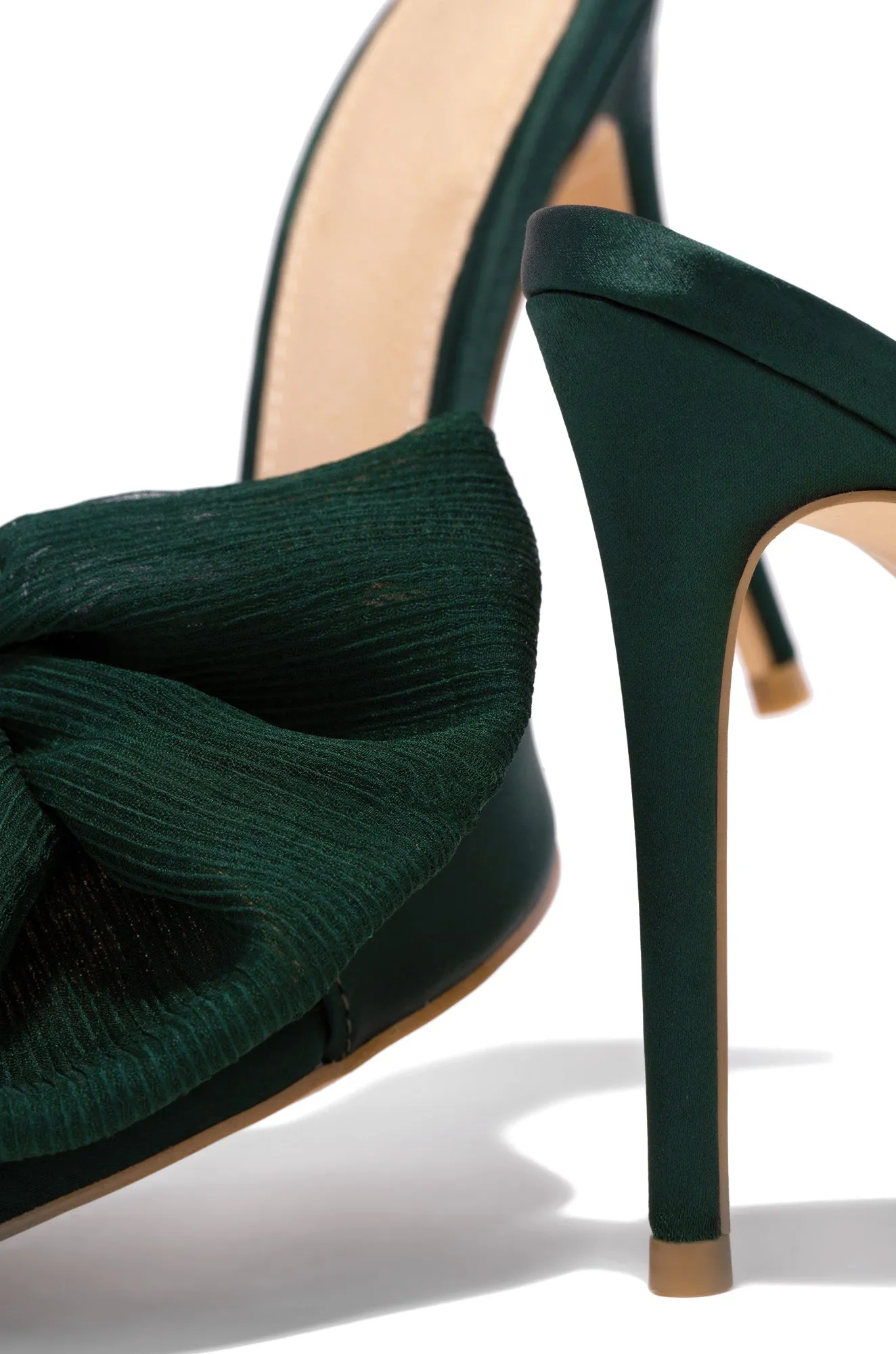 Karissa Bow Tie High Heel Mules - Green sold by Miss Lola product image thumbnail 5