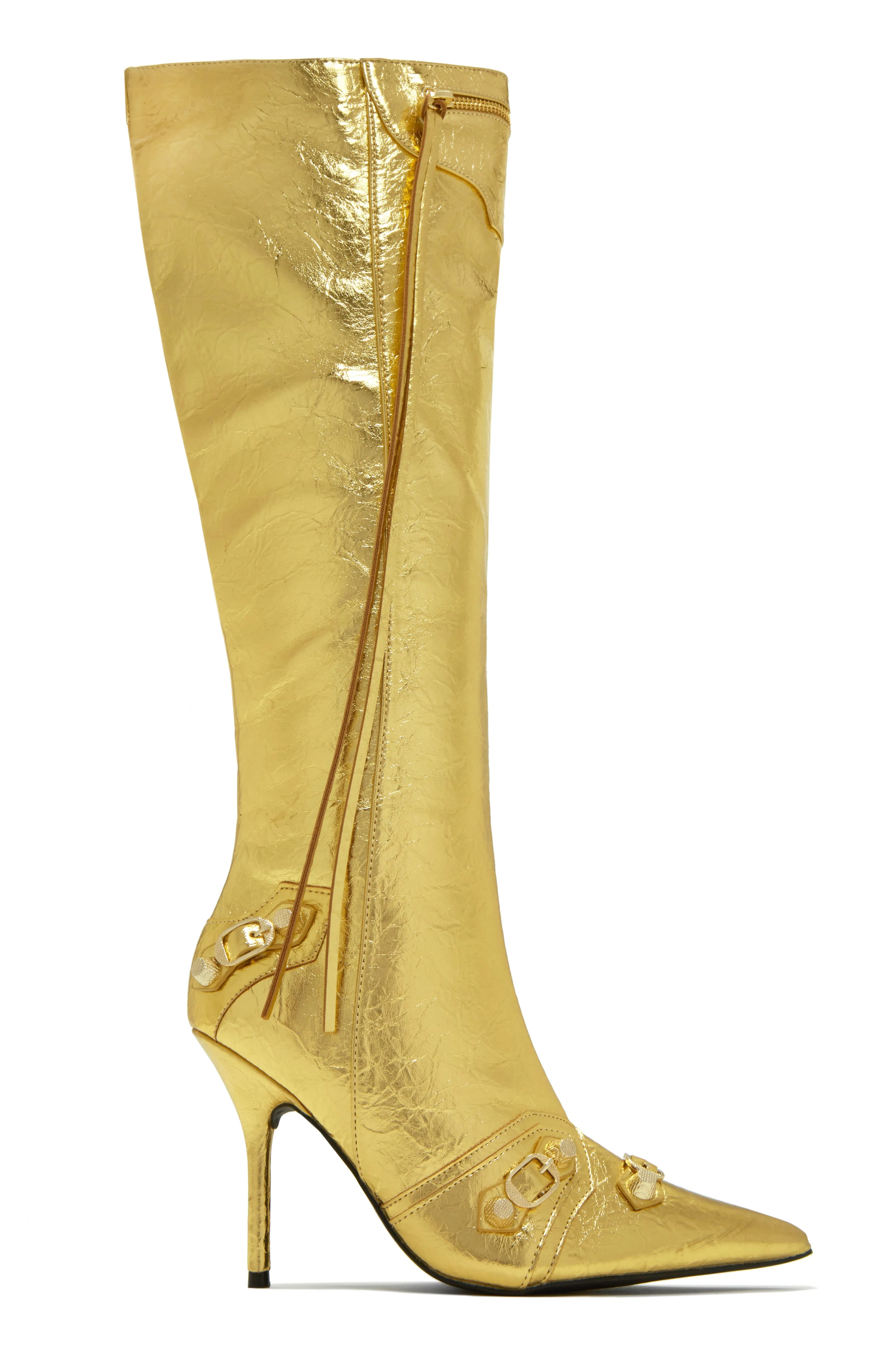 Adison Knee High Boots - Gold sold by Miss Lola product image thumbnail 3