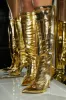 Adison Knee High Boots - Gold sold by Miss Lola