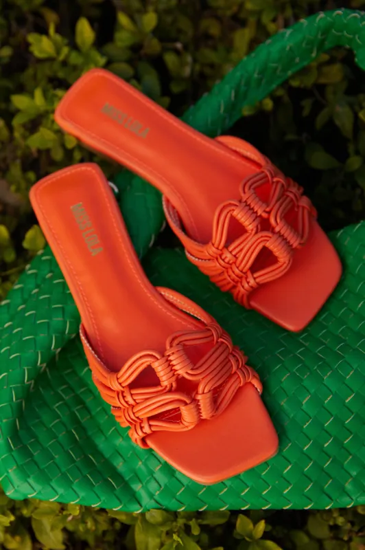 Island Of Paradise Slip On Sandals - Orange sold by Miss Lola