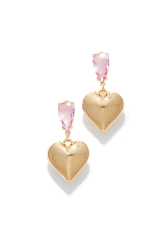 Weekend Love Embellished Heart Earring - Pink sold by Miss Lola
