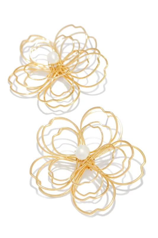 Melina Statement Flower Earring - Gold sold by Miss Lola