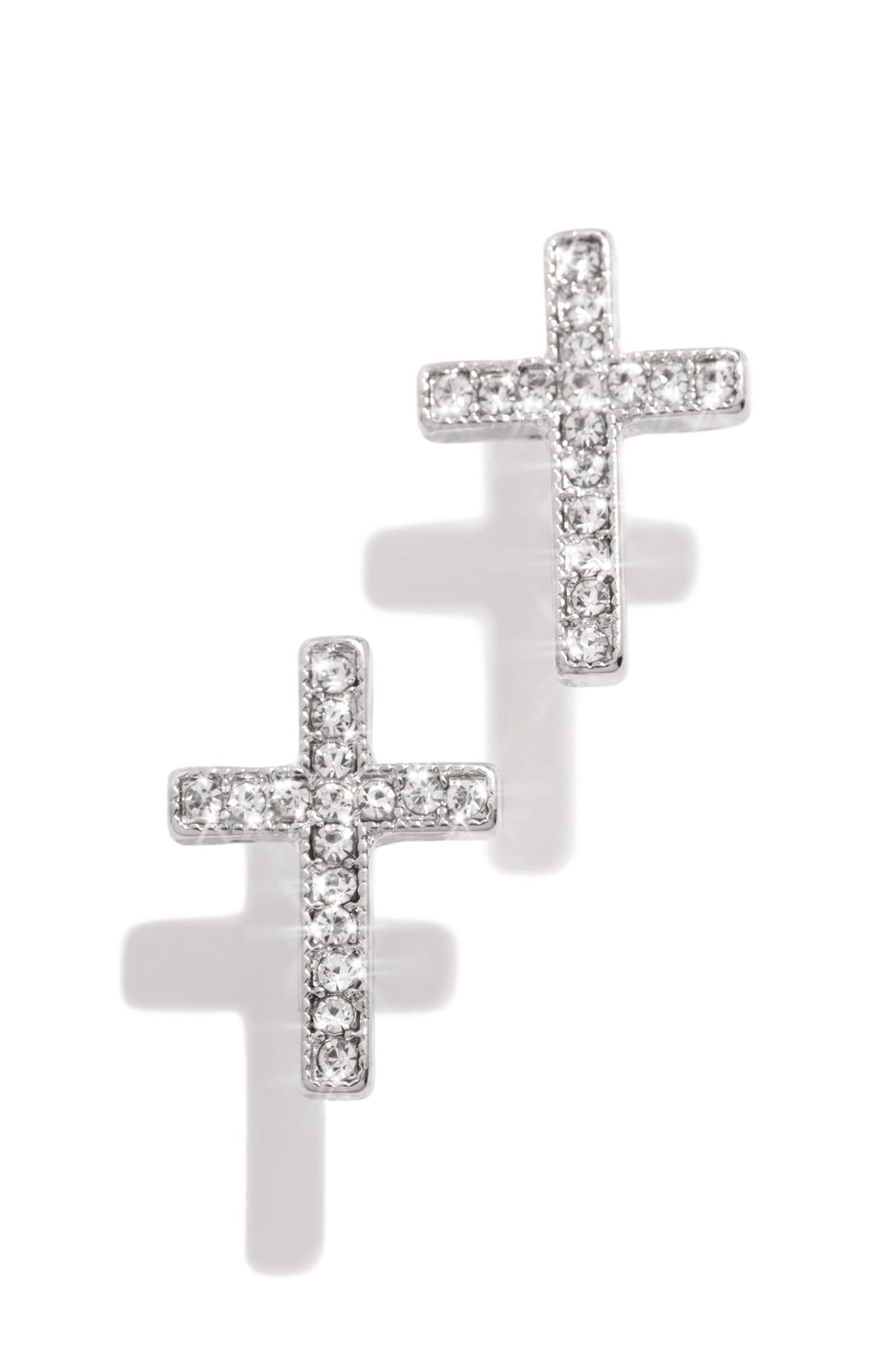 Honest Embellished Cross Stud Earrings - Silver sold by Miss Lola product image thumbnail 4