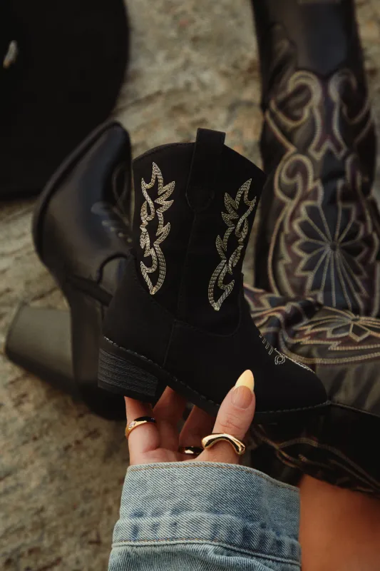 Mini Abby Cowgirl Boots - Black sold by Miss Lola