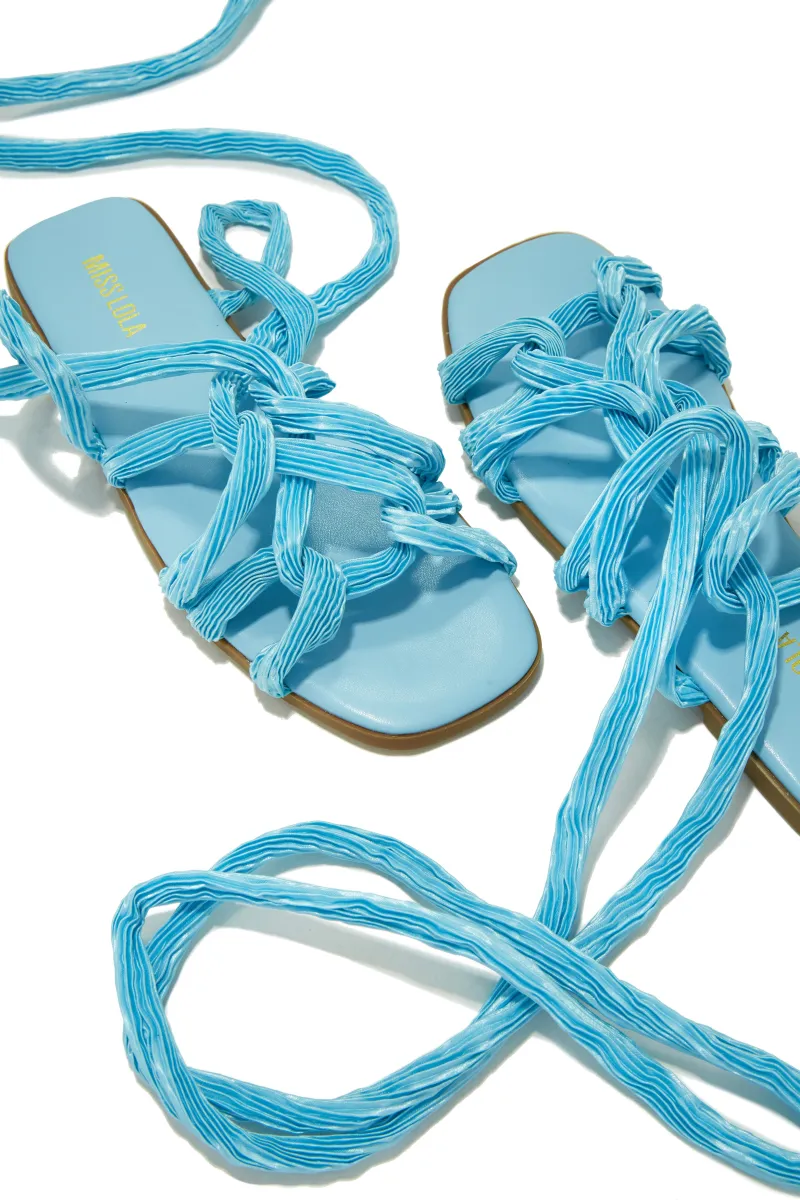 Bora Bora Lace Up Sandals - Blue sold by Miss Lola