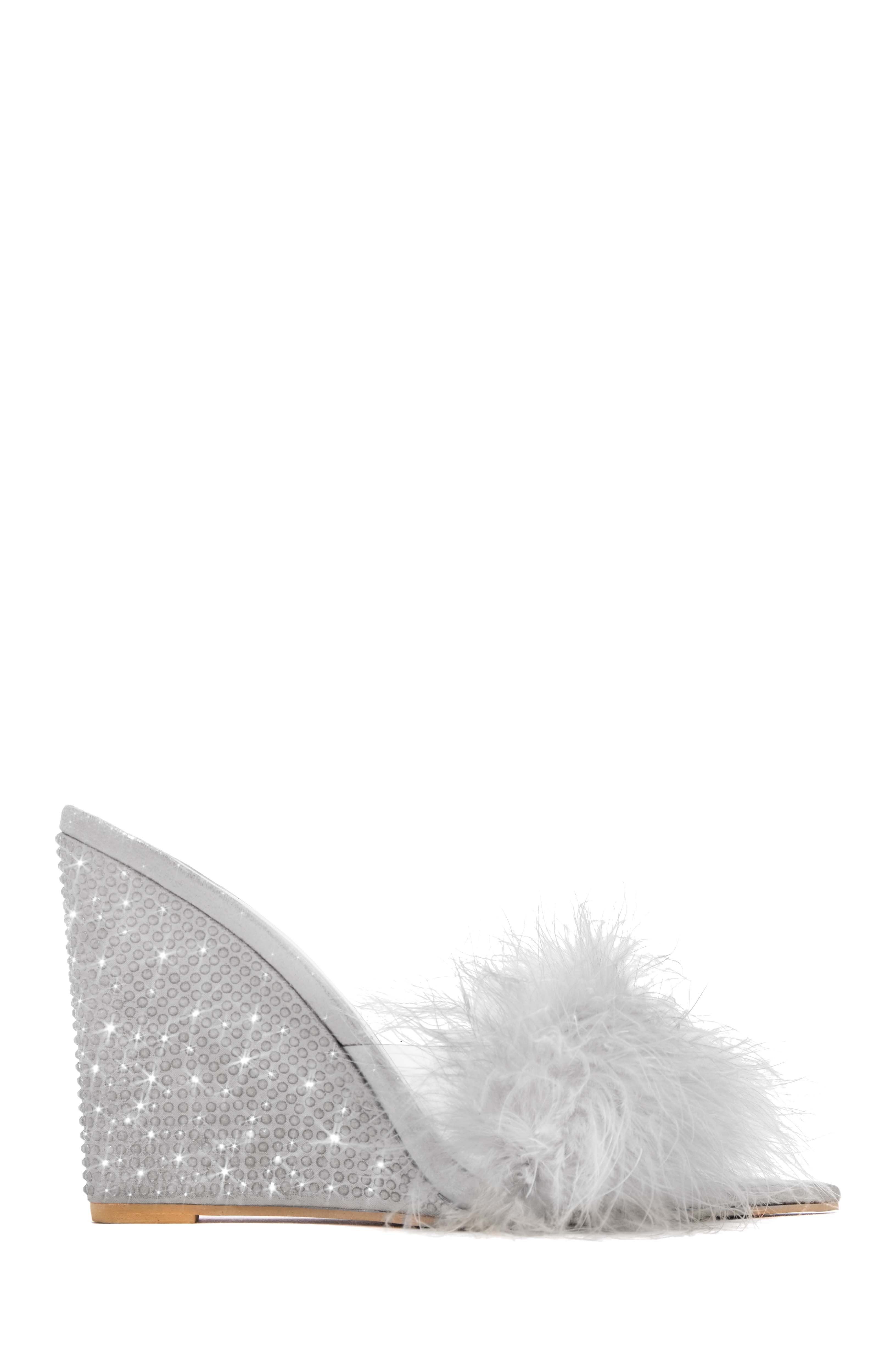 Starla Embellished High Heel Mule Wedges - Silver sold by Miss Lola product image thumbnail 4