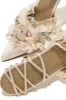 La Beauté Embellished Lace Up Pump Heels - Nude sold by Miss Lola
