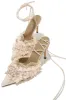 La Beauté Embellished Lace Up Pump Heels - Nude sold by Miss Lola