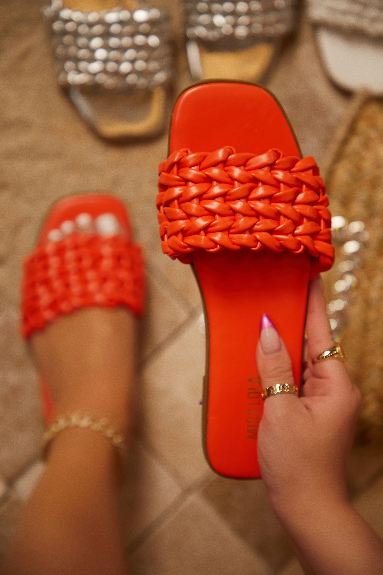 Tulum Sun Slip On Sandals - Orange sold by Miss Lola