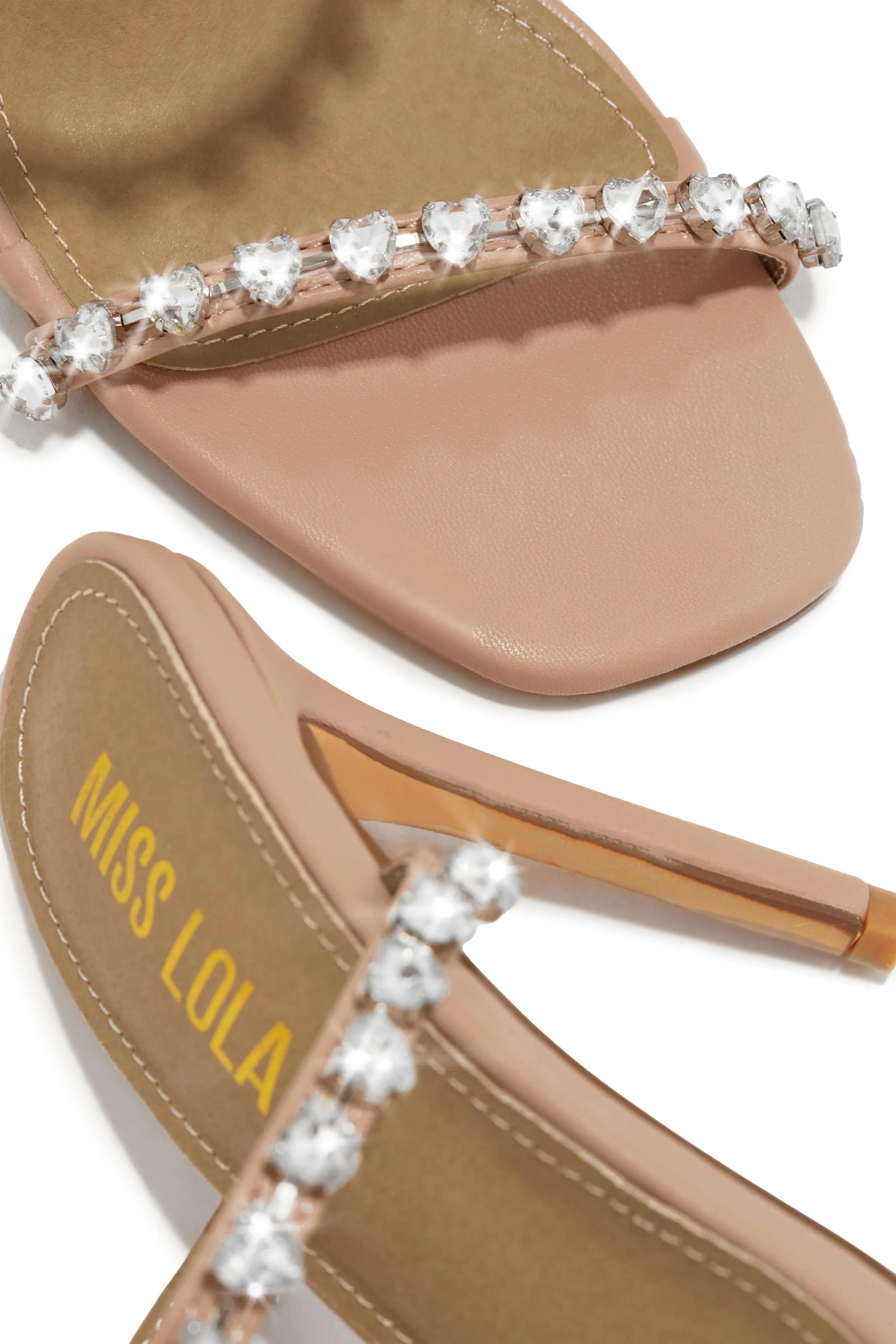 Love Addiction Embellished High Heel Mules - Nude sold by Miss Lola product image thumbnail 3