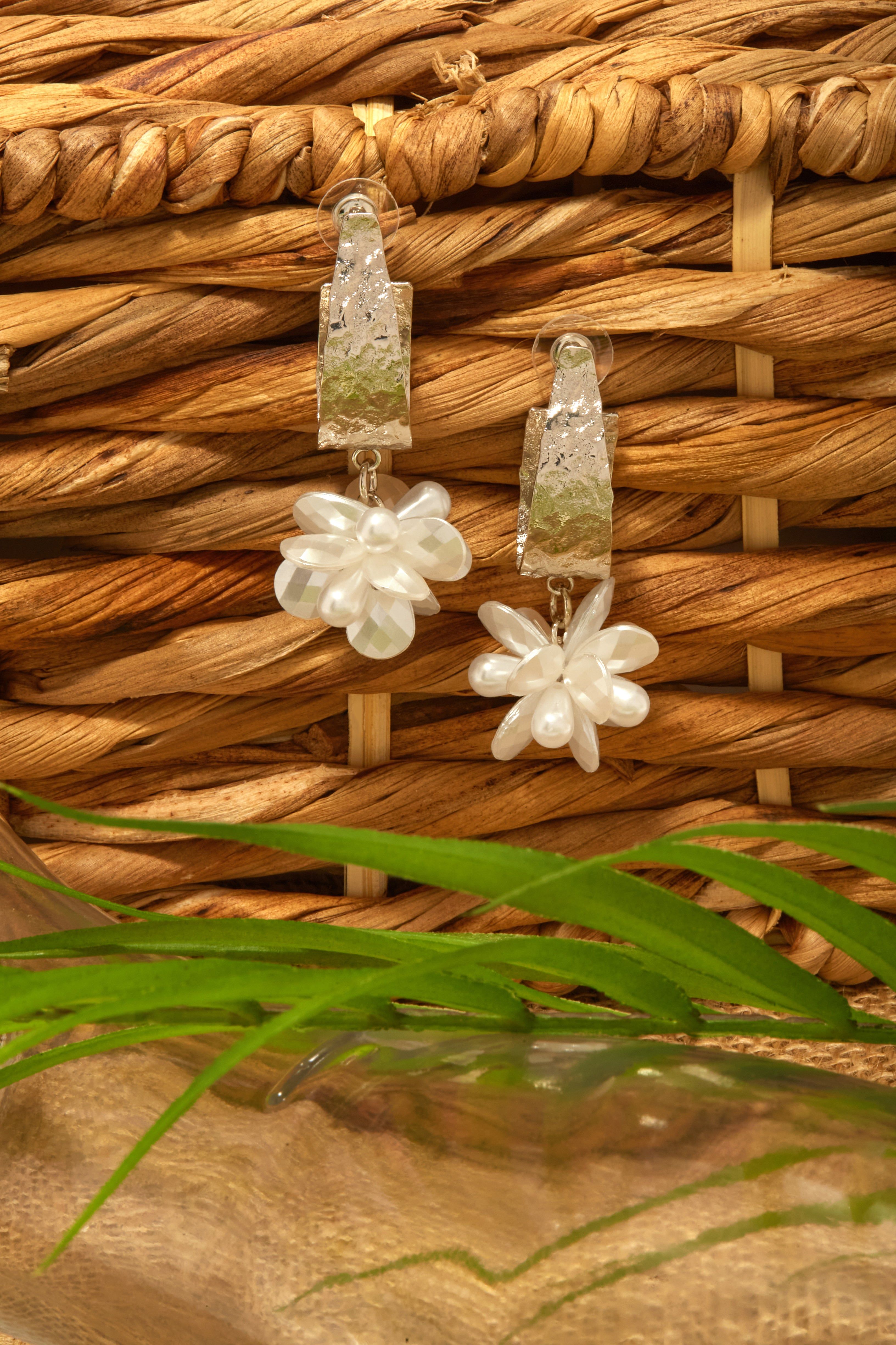 Aneira Faux Pearl Dangle Earring - Silver sold by Miss Lola product image thumbnail 2