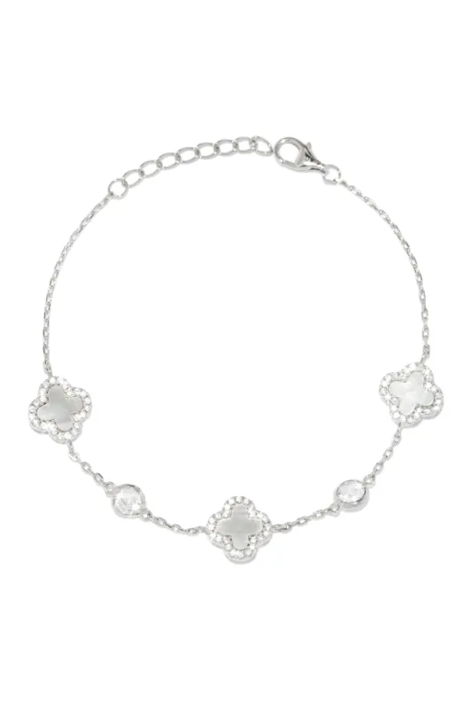 Golden Paradise Sterling Silver Clover Bracelet - Silver sold by Miss Lola