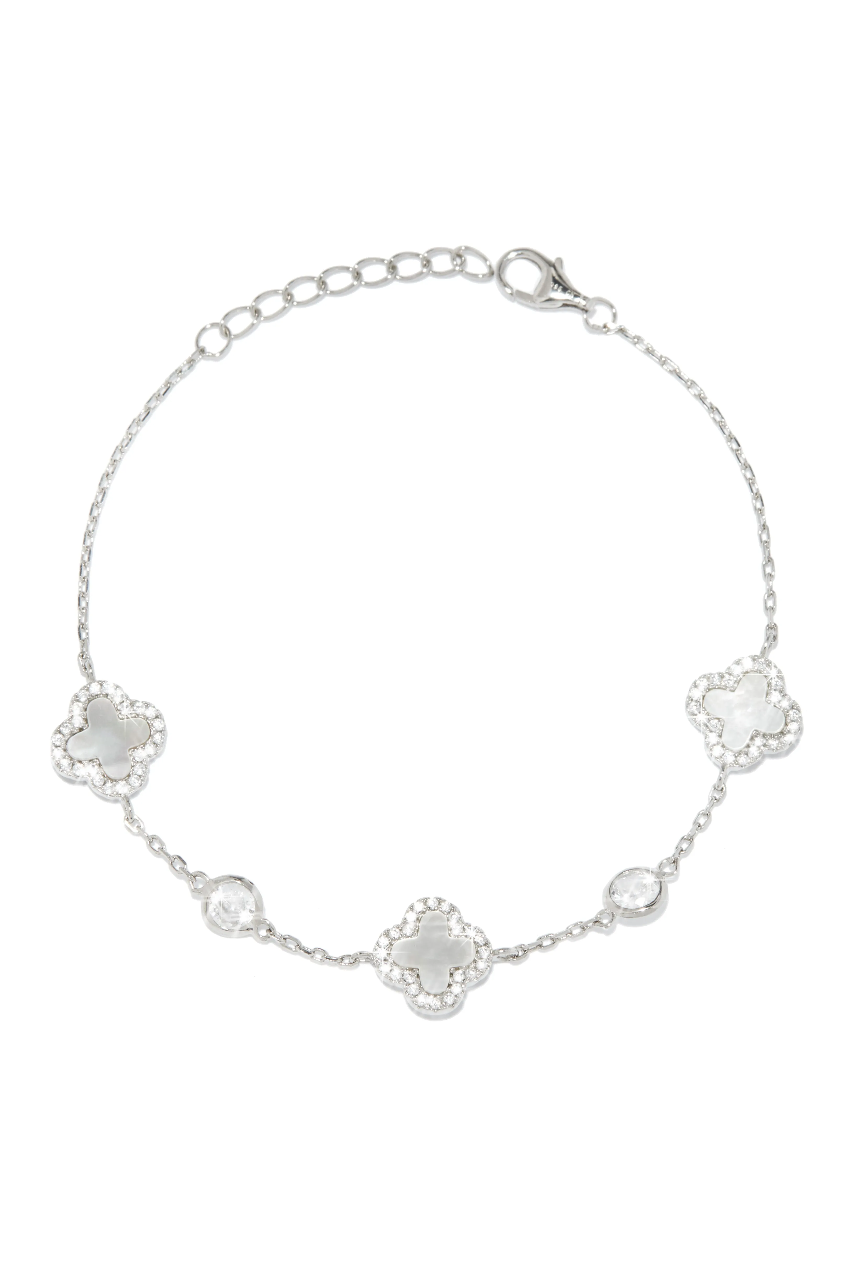 Golden Paradise Sterling Silver Clover Bracelet - Silver sold by Miss Lola