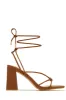 Briella Lace Up Block Heels - Tan sold by Miss Lola