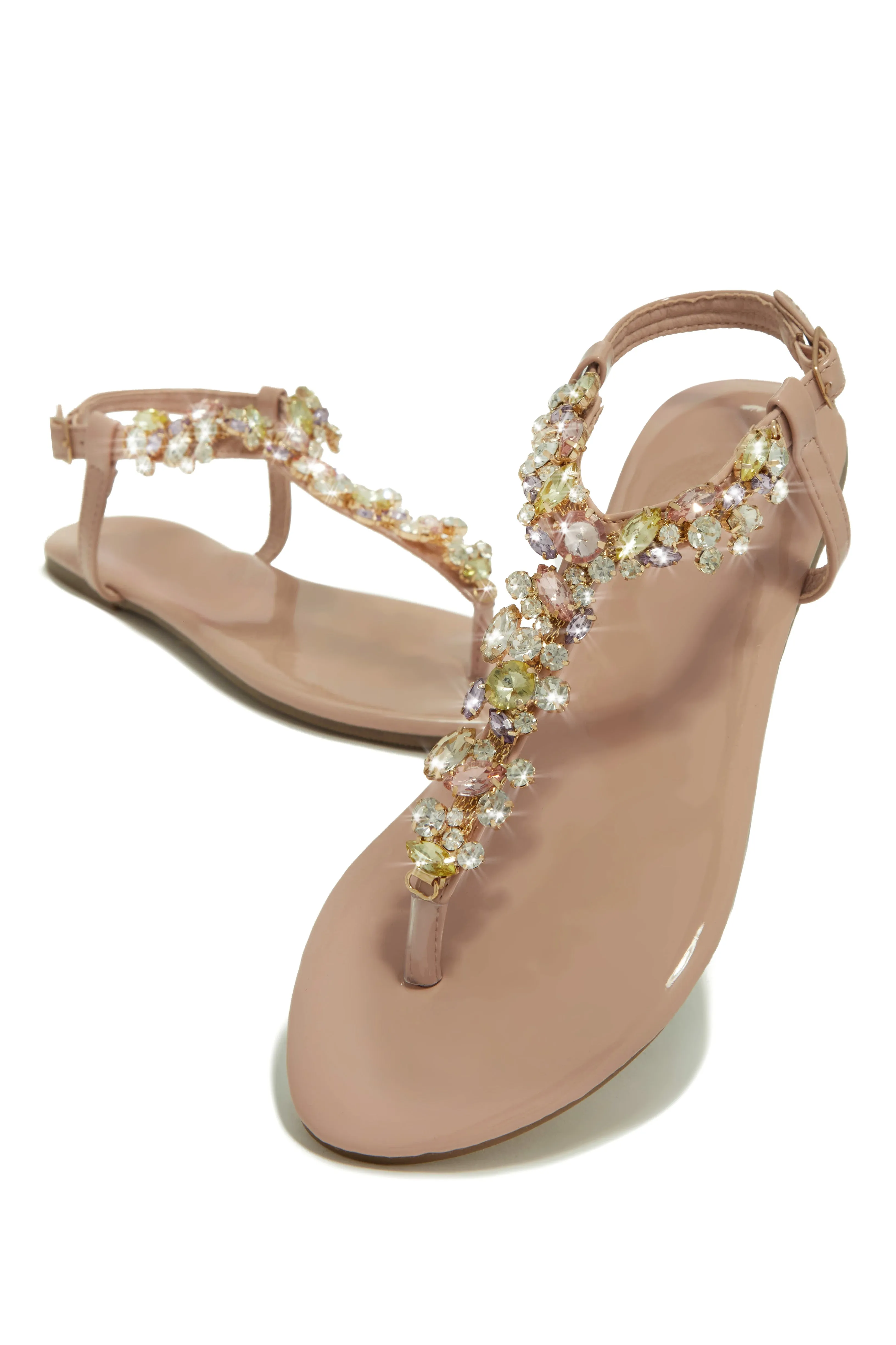 Santorini Beaches Embellished Sandals - Nude sold by Miss Lola