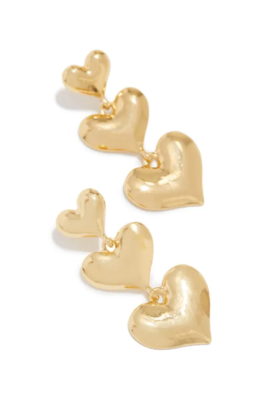 My Love Tiered Heart Earring - Gold sold by Miss Lola