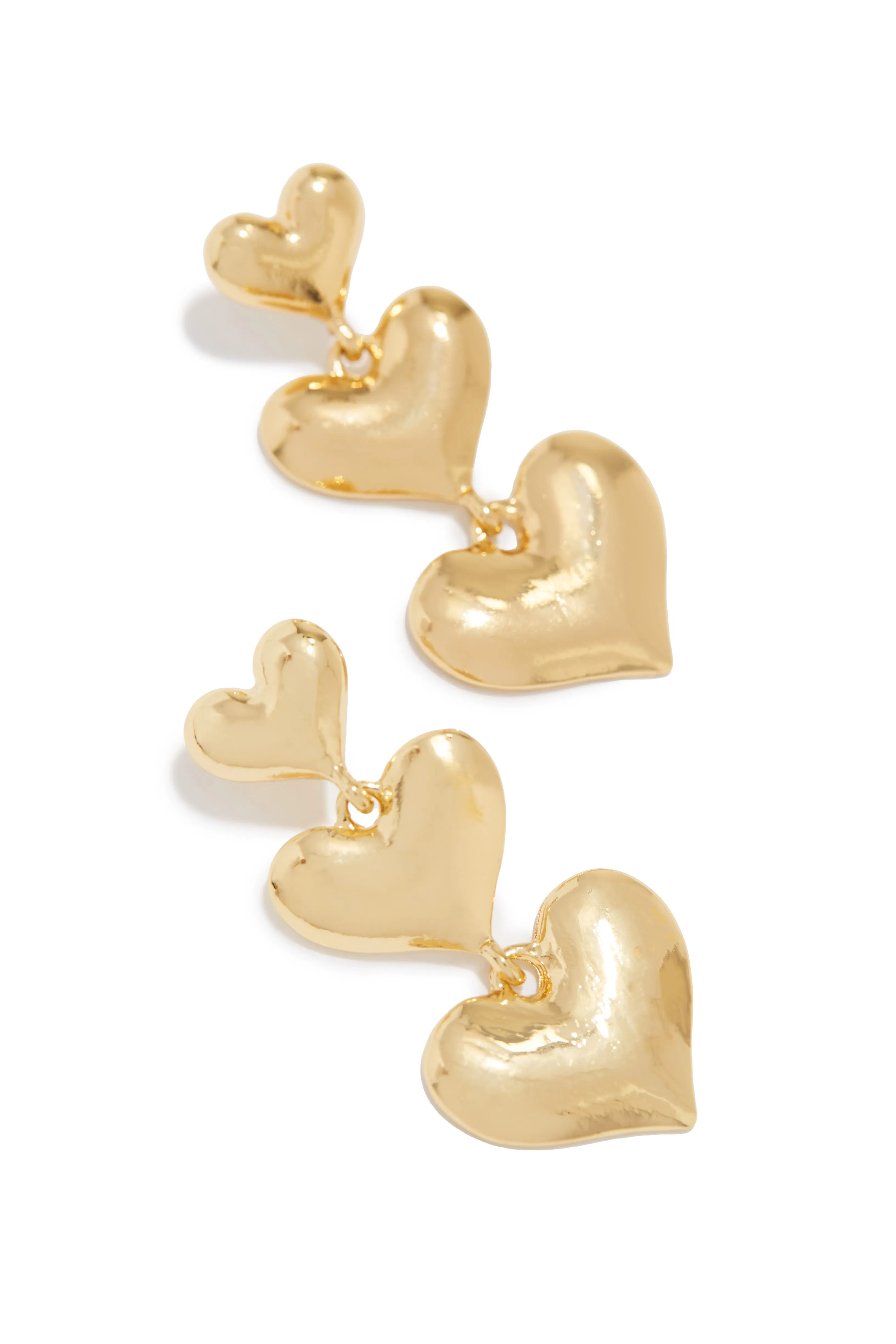 My Love Tiered Heart Earring - Gold sold by Miss Lola