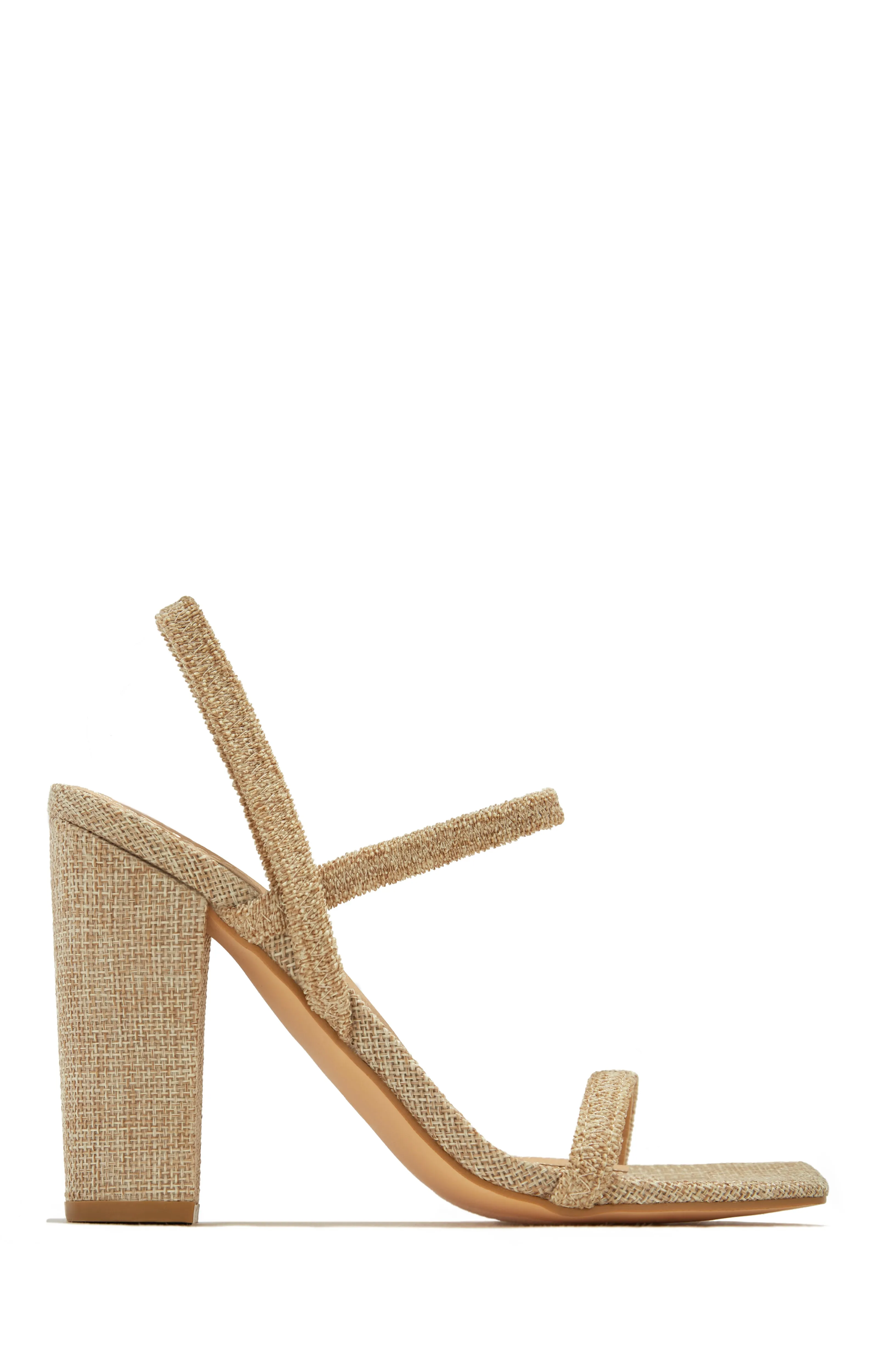 Emerie Slingback Block High Heels - Natural Raffia sold by Miss Lola product image thumbnail 2