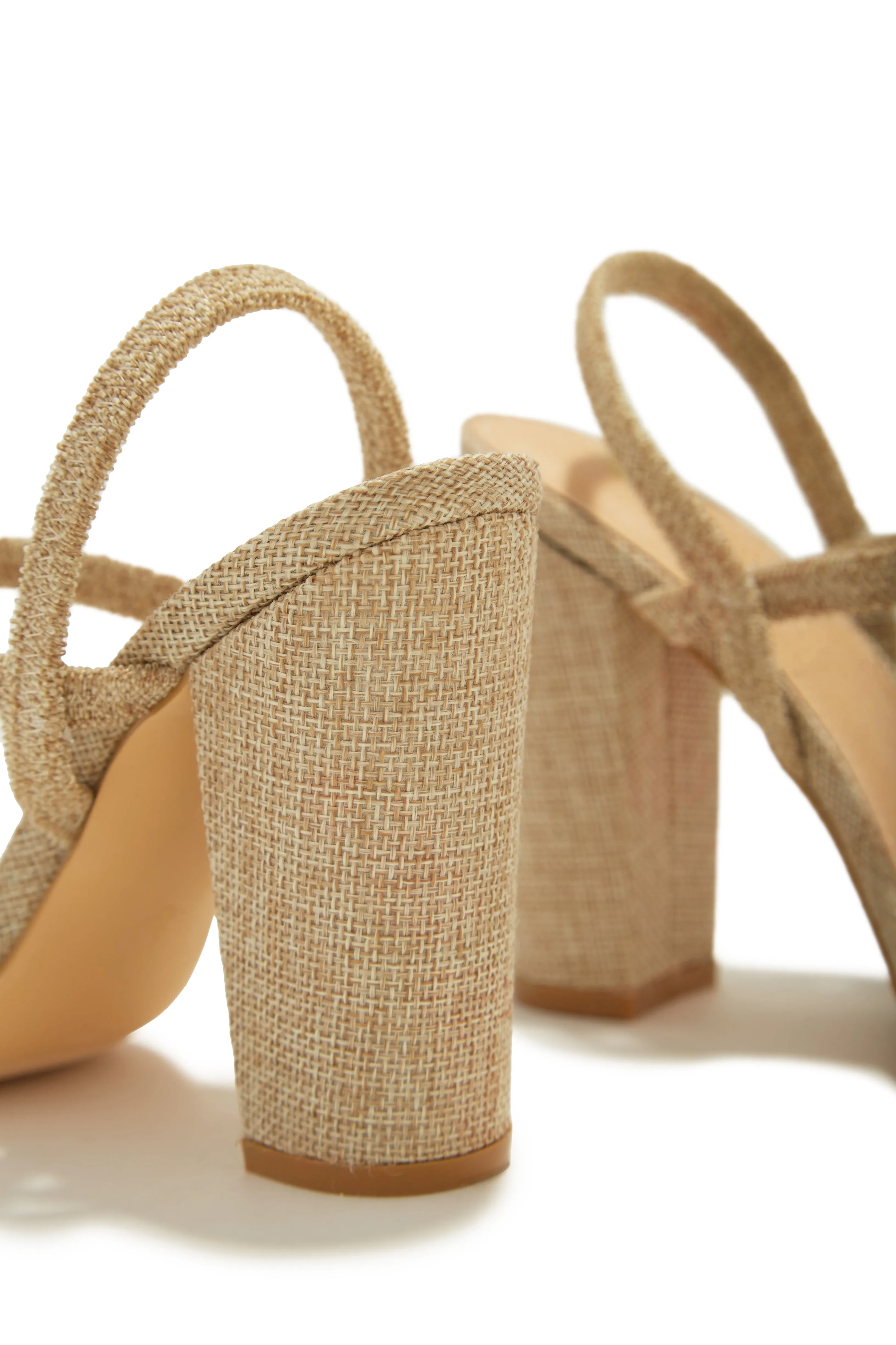 Emerie Slingback Block High Heels - Natural Raffia sold by Miss Lola product image thumbnail 5