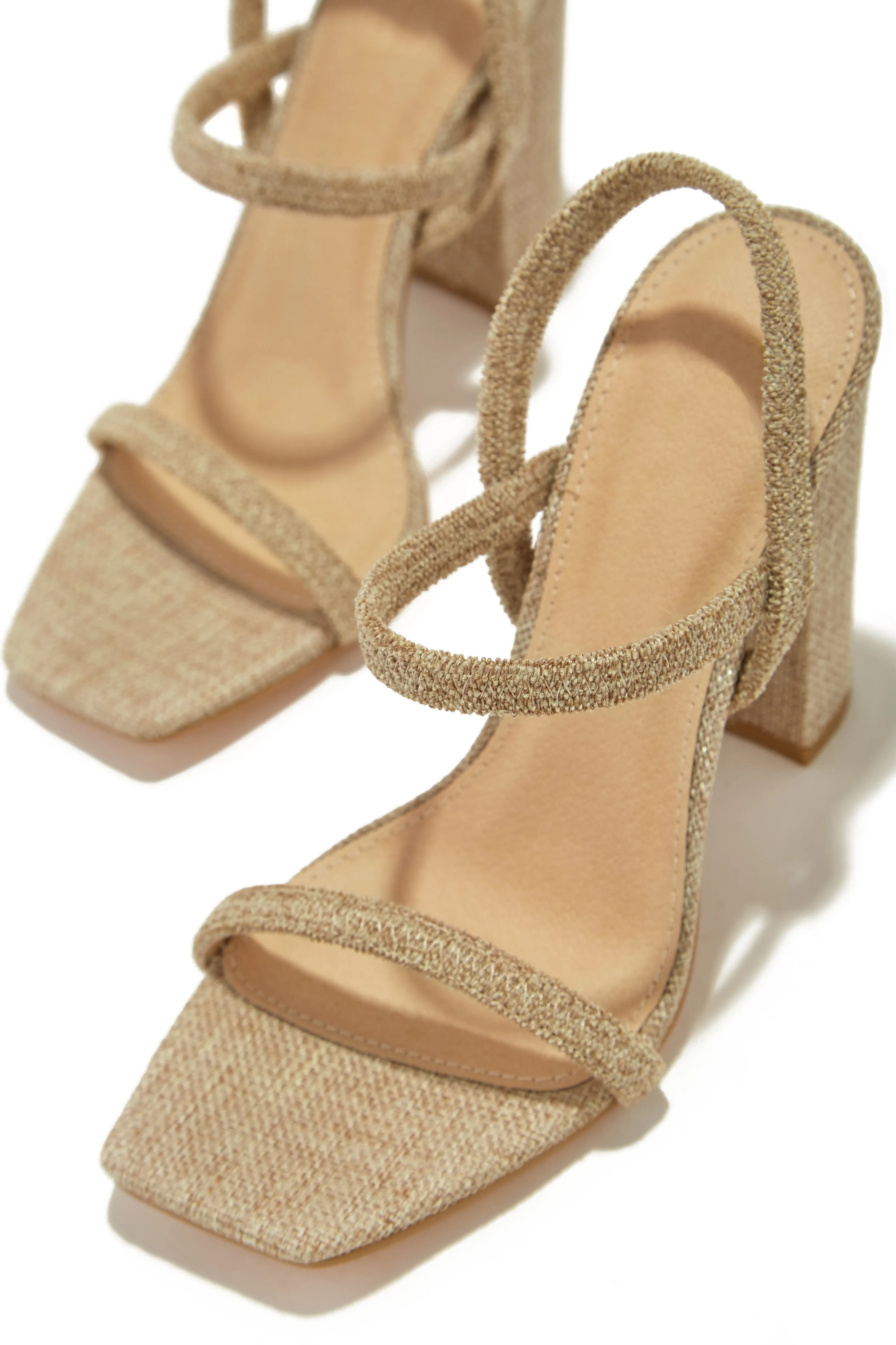 Emerie Slingback Block High Heels - Natural Raffia sold by Miss Lola product image thumbnail 3