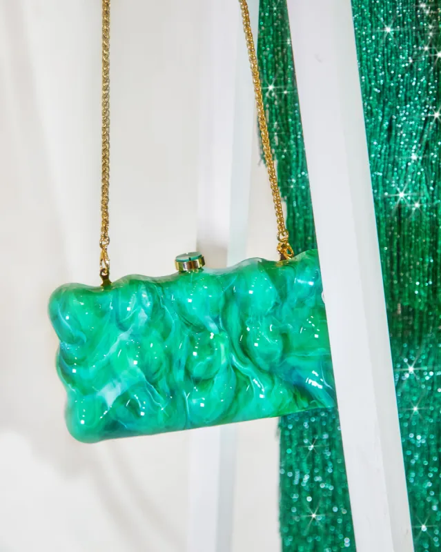 Island Waves Marble Clutch - Green sold by Miss Lola