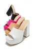 Emily Platform Block Heel Mules - Pink sold by Miss Lola