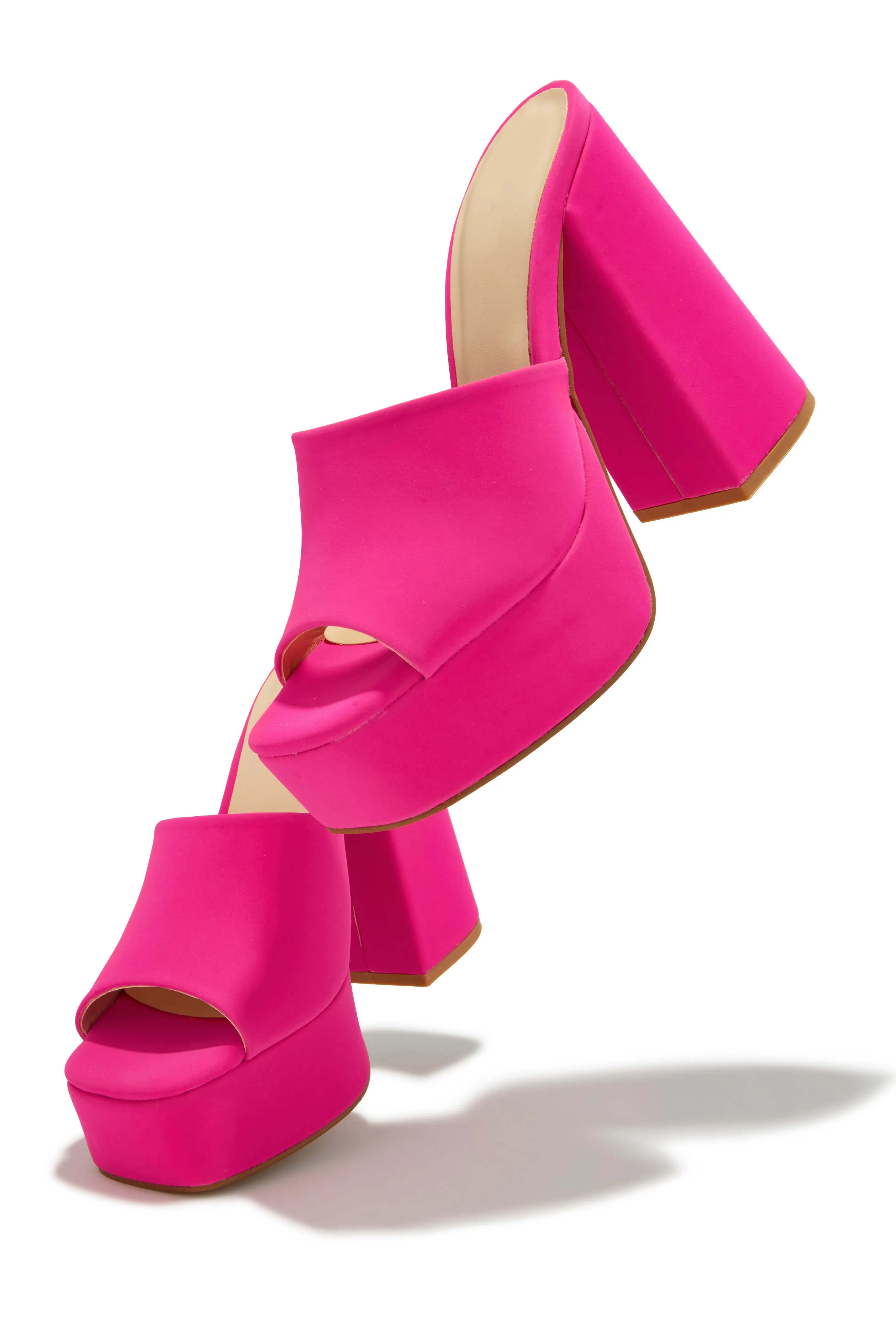 Emily Platform Block Heel Mules - Pink sold by Miss Lola product image thumbnail 5