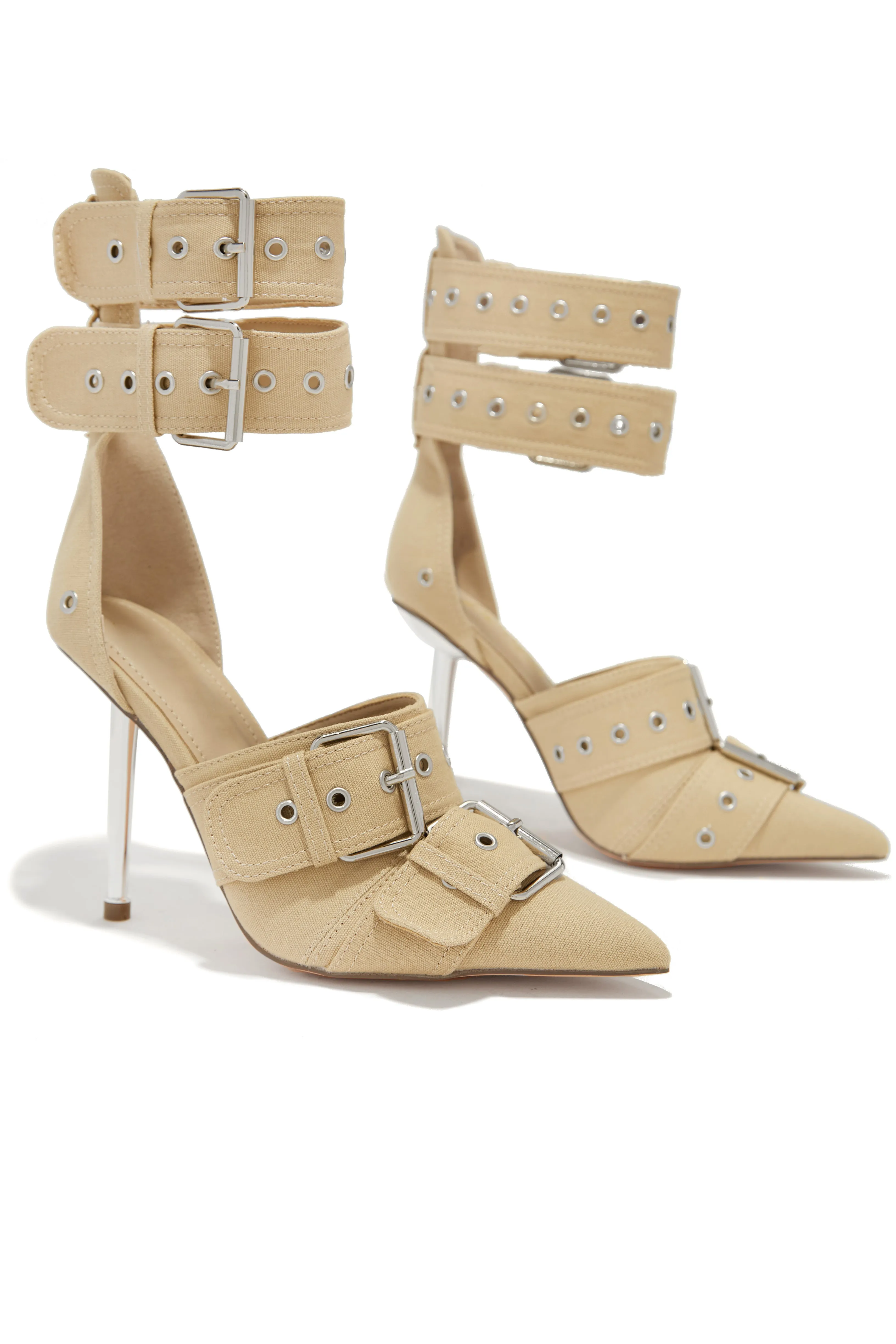 Kora Ankle Strap Pumps - Nude sold by Miss Lola