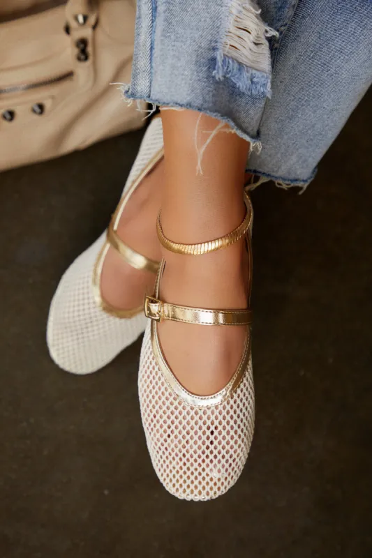 Mariana Fishnet Flats - Nude sold by Miss Lola