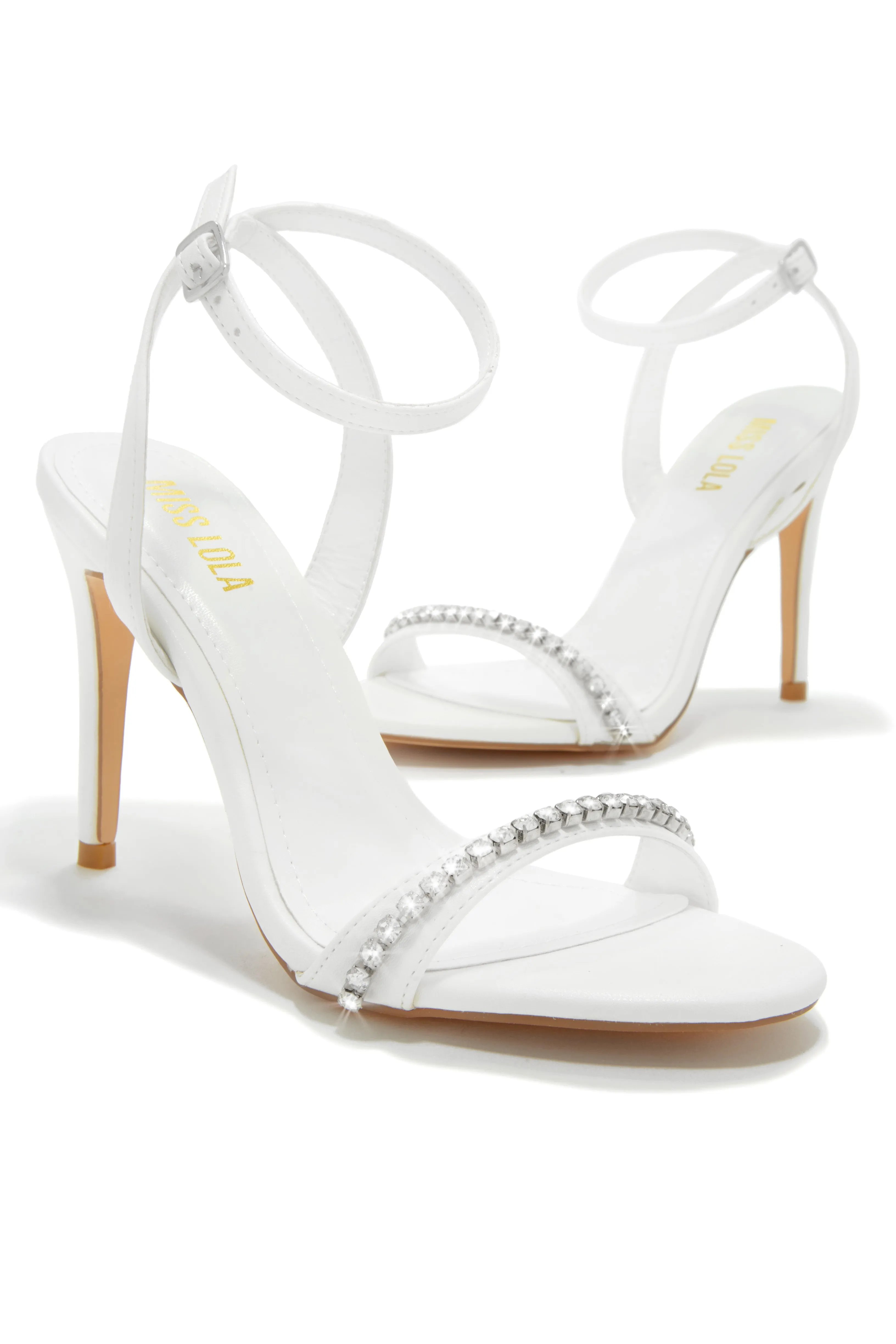 First Date Ankle Strap High Heels - White sold by Miss Lola product image thumbnail 4