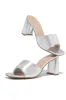 Sylva Block Heel Mules - Silver sold by Miss Lola