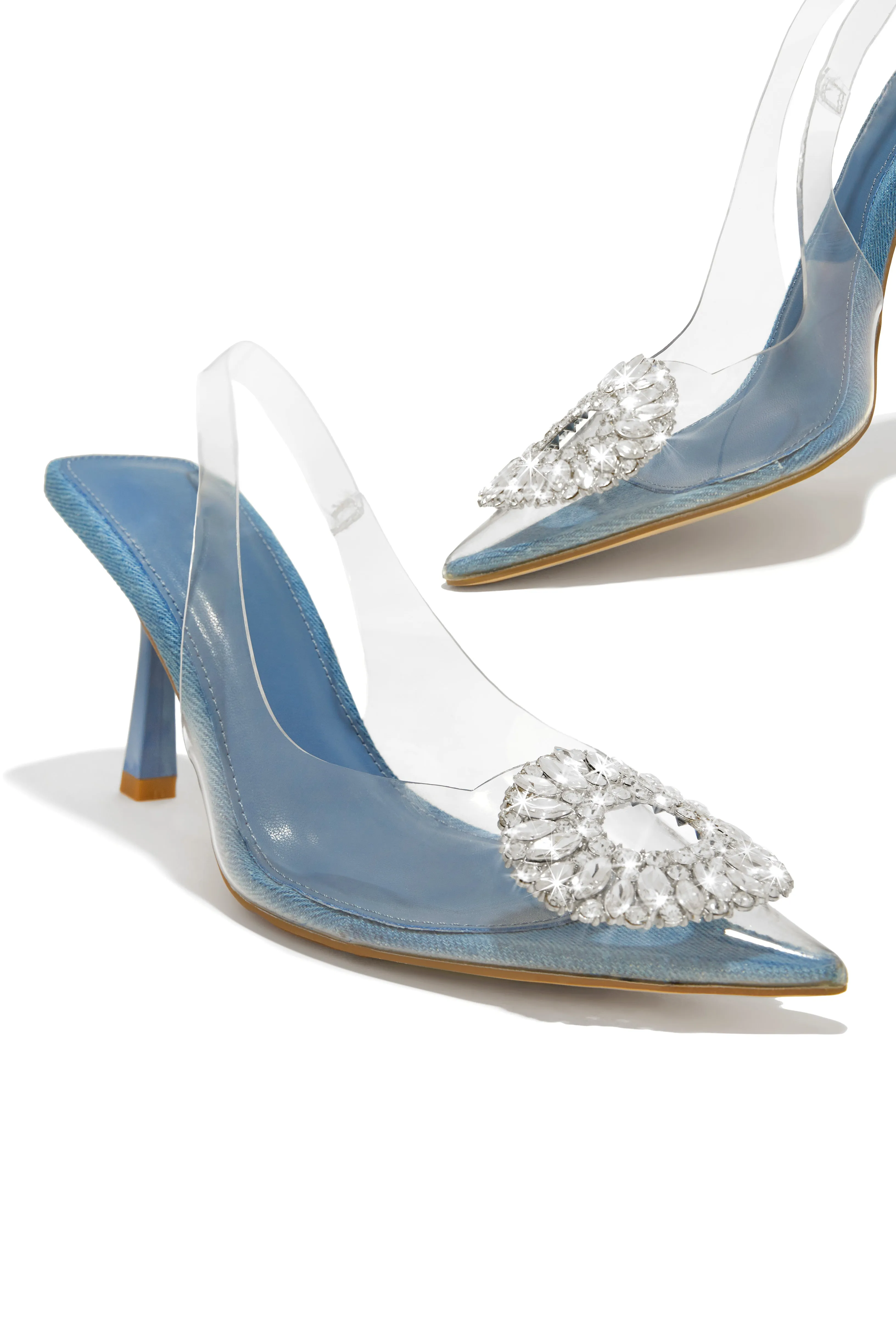 Elyza Embellished Slingback Heel Pumps - Denim sold by Miss Lola product image thumbnail 3